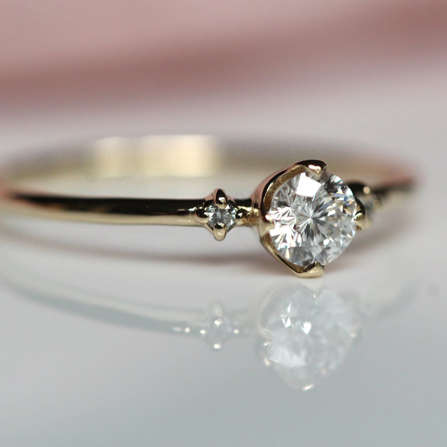 14K Gold Diamond Ring, Three Stone Ring, Engagement Ring, Dainty Engagement Ring, Diamond Ring, 1/4 Ct. Diamond Ring, Minimal Jewelry