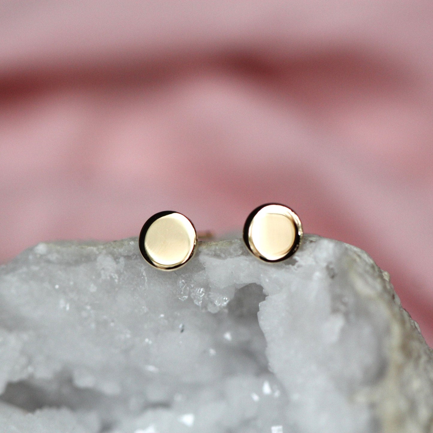 Solid 14K Gold Dot Studs, Dot Studs, Circle Studs, Gold Studs, Gold Earrings, Dainty Earrings, Disk Studs, Flat Circle Stud, Solid Gold