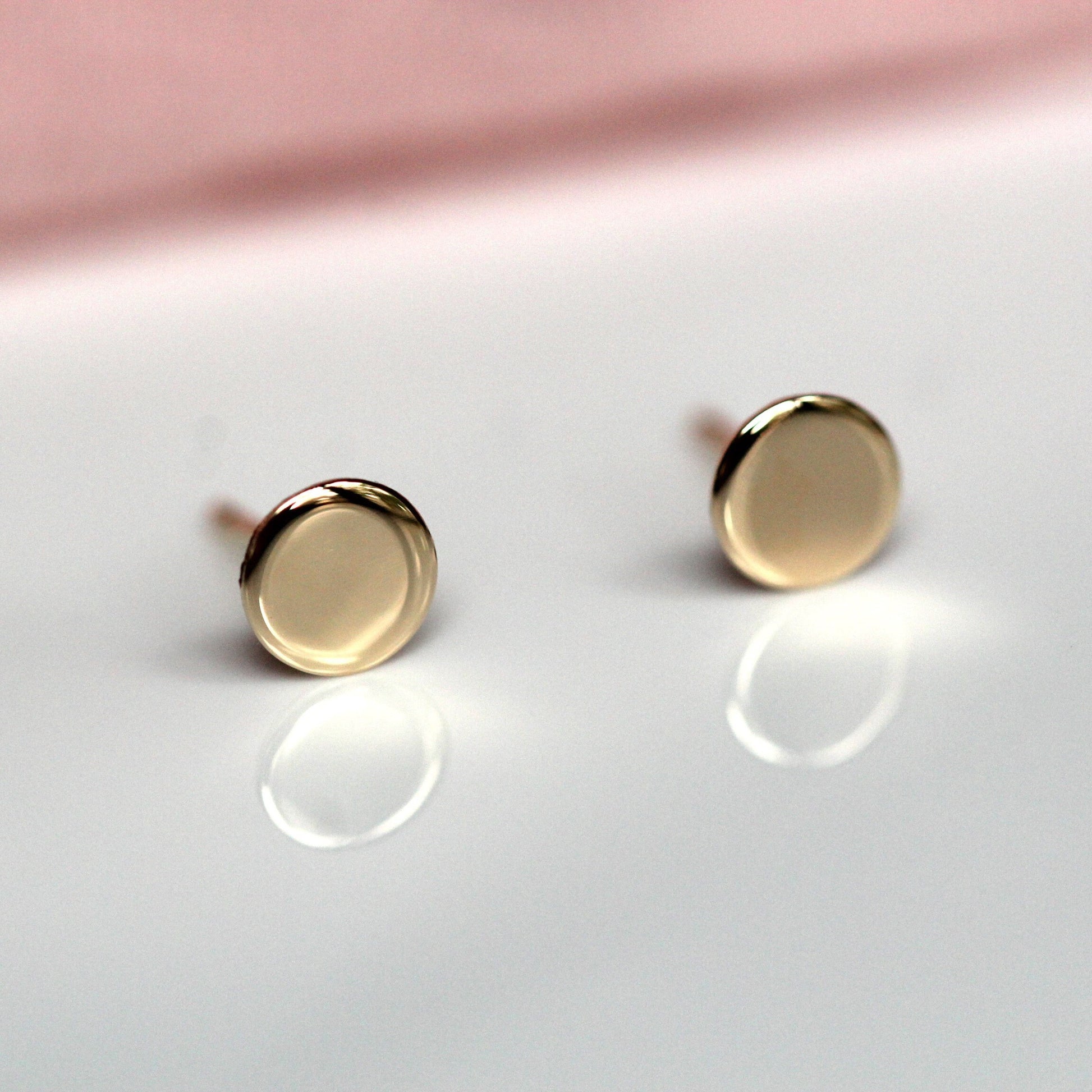 Solid 14K Gold Dot Studs, Dot Studs, Circle Studs, Gold Studs, Gold Earrings, Dainty Earrings, Disk Studs, Flat Circle Stud, Solid Gold