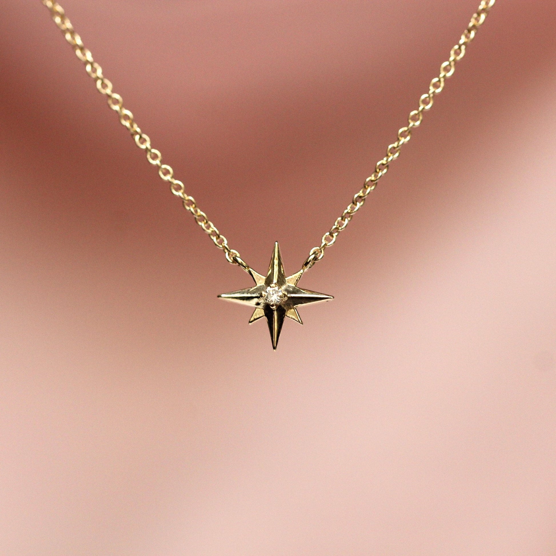 14K Gold Star Necklace, "North Star" Necklace, Solid Gold Necklace, Diamond Star Necklace, Diamond Necklace, Dainty Jewelry, Minimal Jewelry