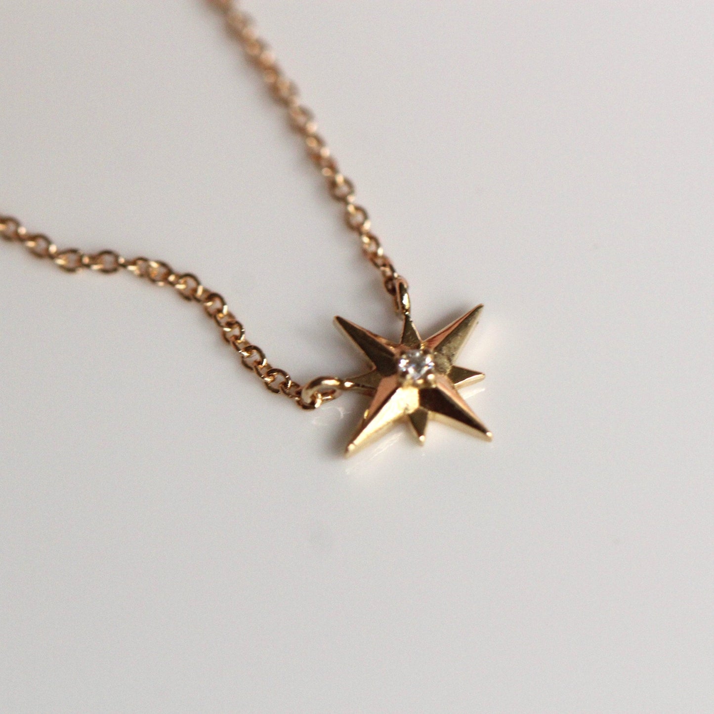 14K Gold Star Necklace, "North Star" Necklace, Solid Gold Necklace, Diamond Star Necklace, Diamond Necklace, Dainty Jewelry, Minimal Jewelry