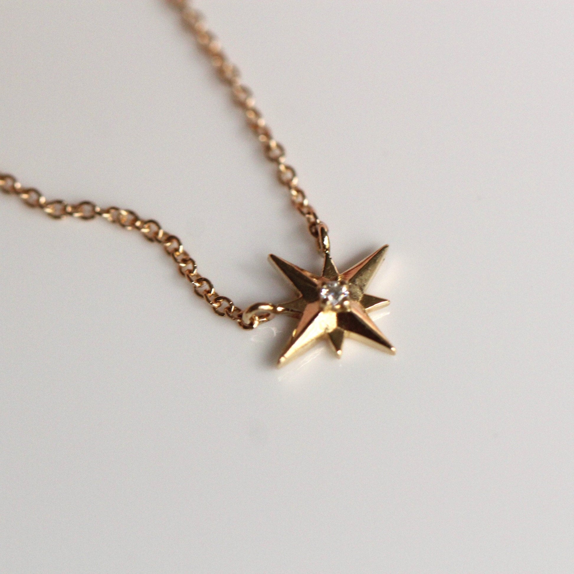 14K Gold Star Necklace, "North Star" Necklace, Solid Gold Necklace, Diamond Star Necklace, Diamond Necklace, Dainty Jewelry, Minimal Jewelry