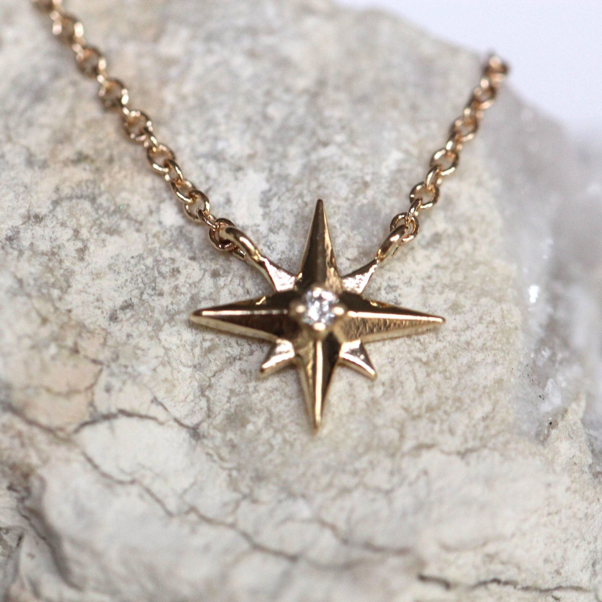 14K Gold Star Necklace, "North Star" Necklace, Solid Gold Necklace, Diamond Star Necklace, Diamond Necklace, Dainty Jewelry, Minimal Jewelry