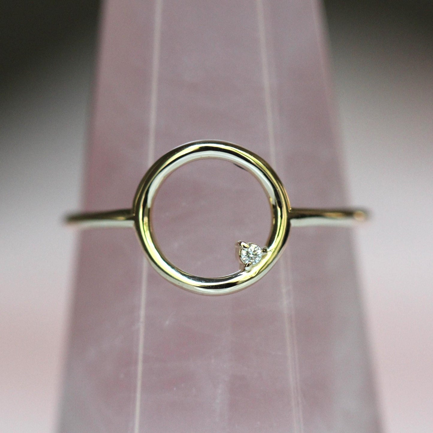 14K Open Circle Ring, Circle Diamond Ring, Modern Circle Ring, Geometric Ring, Round Ring, Loop Ring, Asymmetrical, Solid Gold Ring, 10K