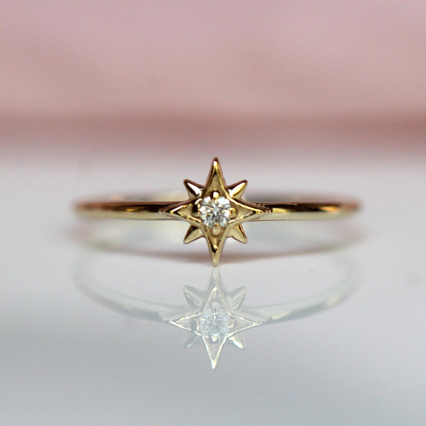 14K Gold Diamond Ring, "North Star" Ring, Astrology Ring, Engagement Ring, Ruby Ring, 10K, Dainty Ring, Star Jewelry, Solid Gold