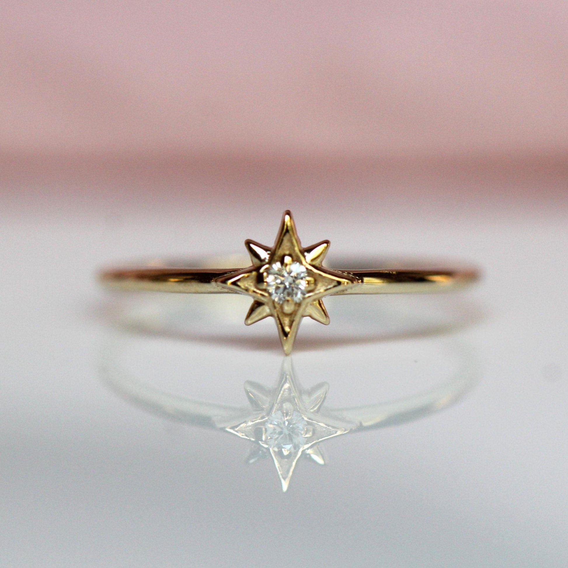 14K Gold Diamond Ring, "North Star" Ring, Astrology Ring, Engagement Ring, Ruby Ring, 10K, Dainty Ring, Star Jewelry, Solid Gold