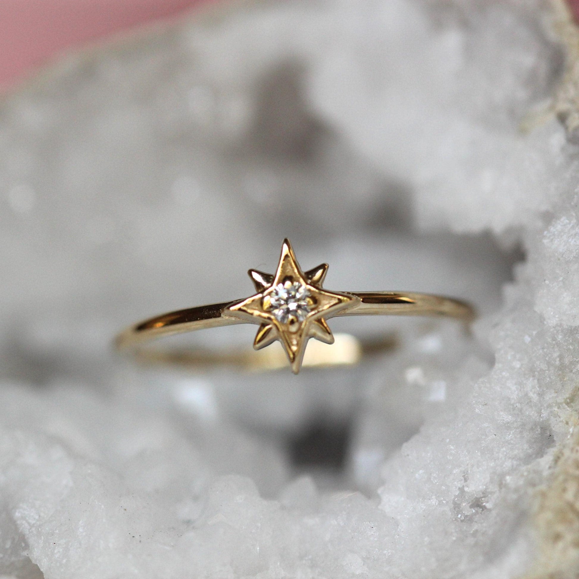 14K Gold Diamond Ring, "North Star" Ring, Astrology Ring, Engagement Ring, Ruby Ring, 10K, Dainty Ring, Star Jewelry, Solid Gold