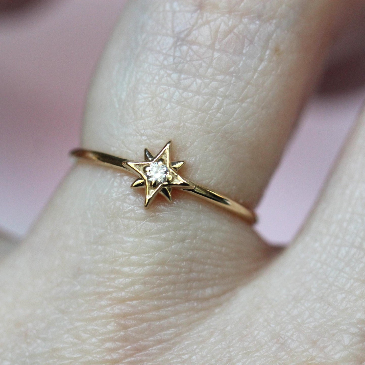 14K Gold Diamond Ring, "North Star" Ring, Astrology Ring, Engagement Ring, Ruby Ring, 10K, Dainty Ring, Star Jewelry, Solid Gold