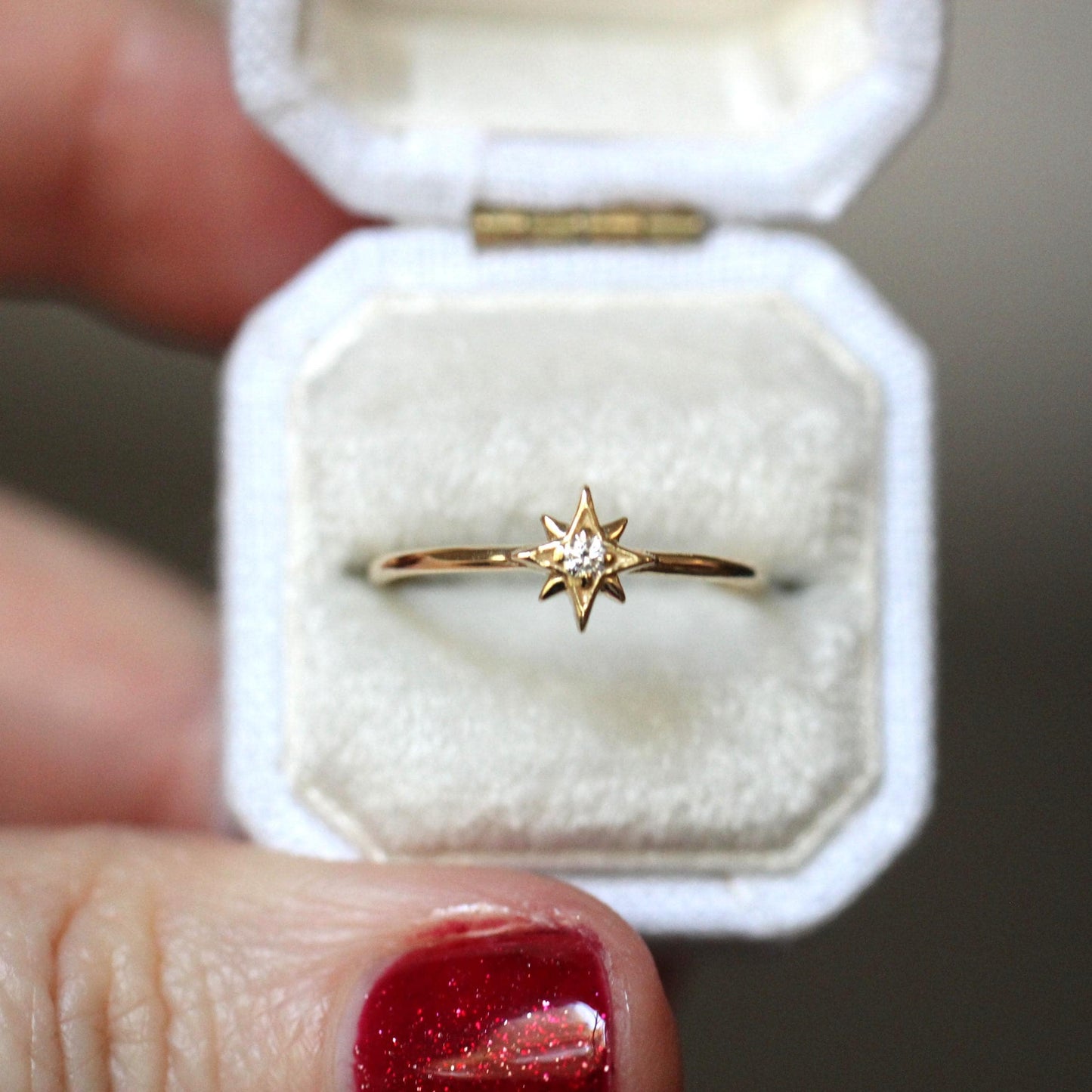 14K Gold Diamond Ring, "North Star" Ring, Astrology Ring, Engagement Ring, Ruby Ring, 10K, Dainty Ring, Star Jewelry, Solid Gold