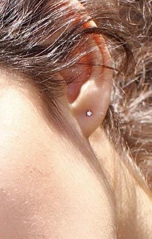 14K Gold Tiny Diamond Studs, Diamond Studs, Second Hole Studs, Dainty Studs, Solid Gold, Real Gold, Four Prong Stud, Minimal Jewelry