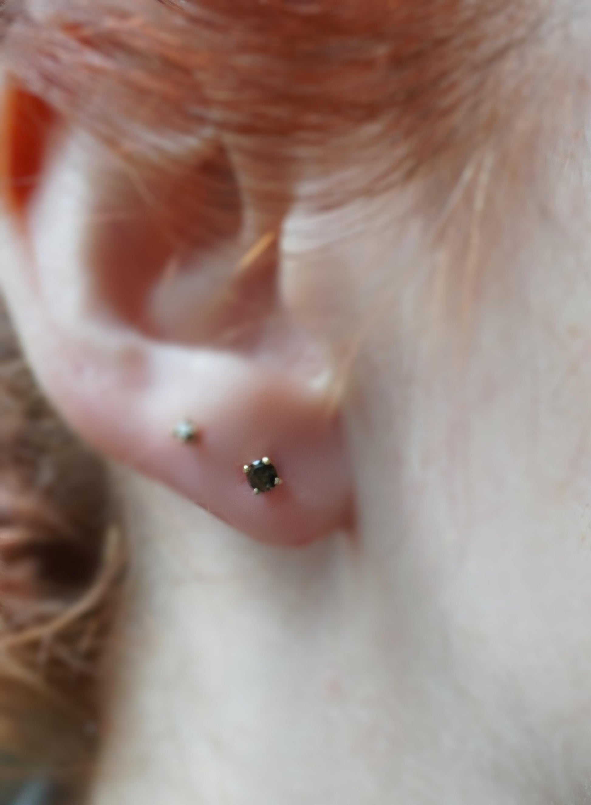 14K 3mm Smokey Quartz Studs, Brown Stone Studs, Quartz Earrings, Post Studs, Solid gold, Prong Setting, Everyday Wear, Real Gold