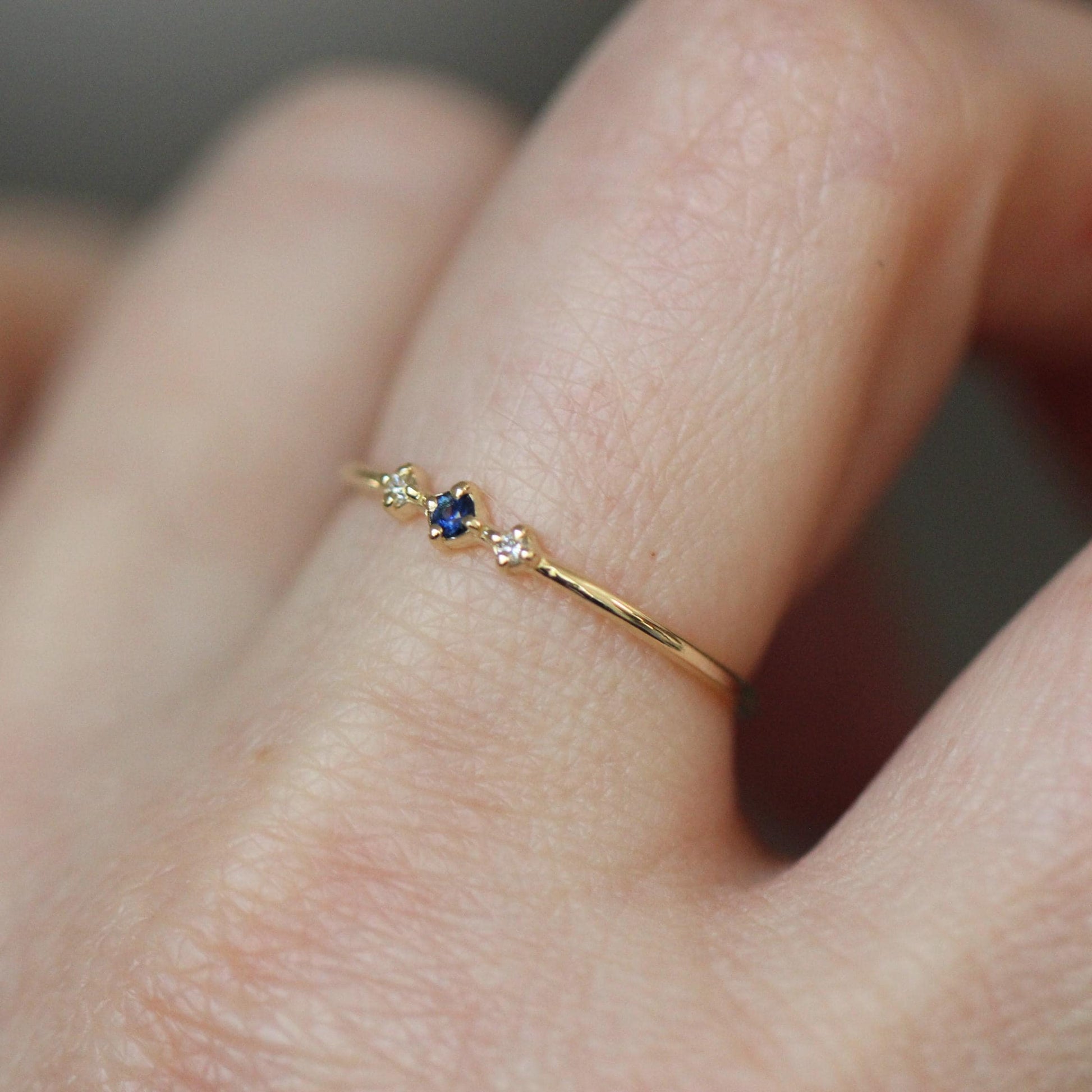 14K Gold Sapphire Diamond Ring, "Blue Velvet" Ring, Astrology Ring, 10K September Birthstone, Sapphire Ring, Diamond Ring, Dainty Ring