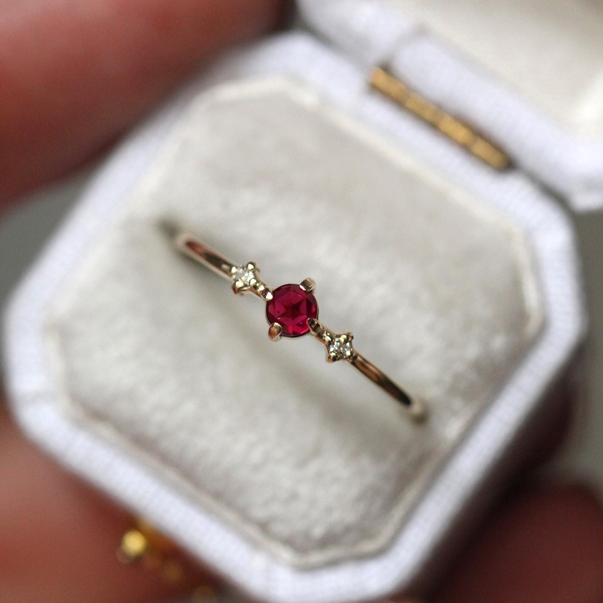 Rose-Cut Ruby Diamond Trio Ring