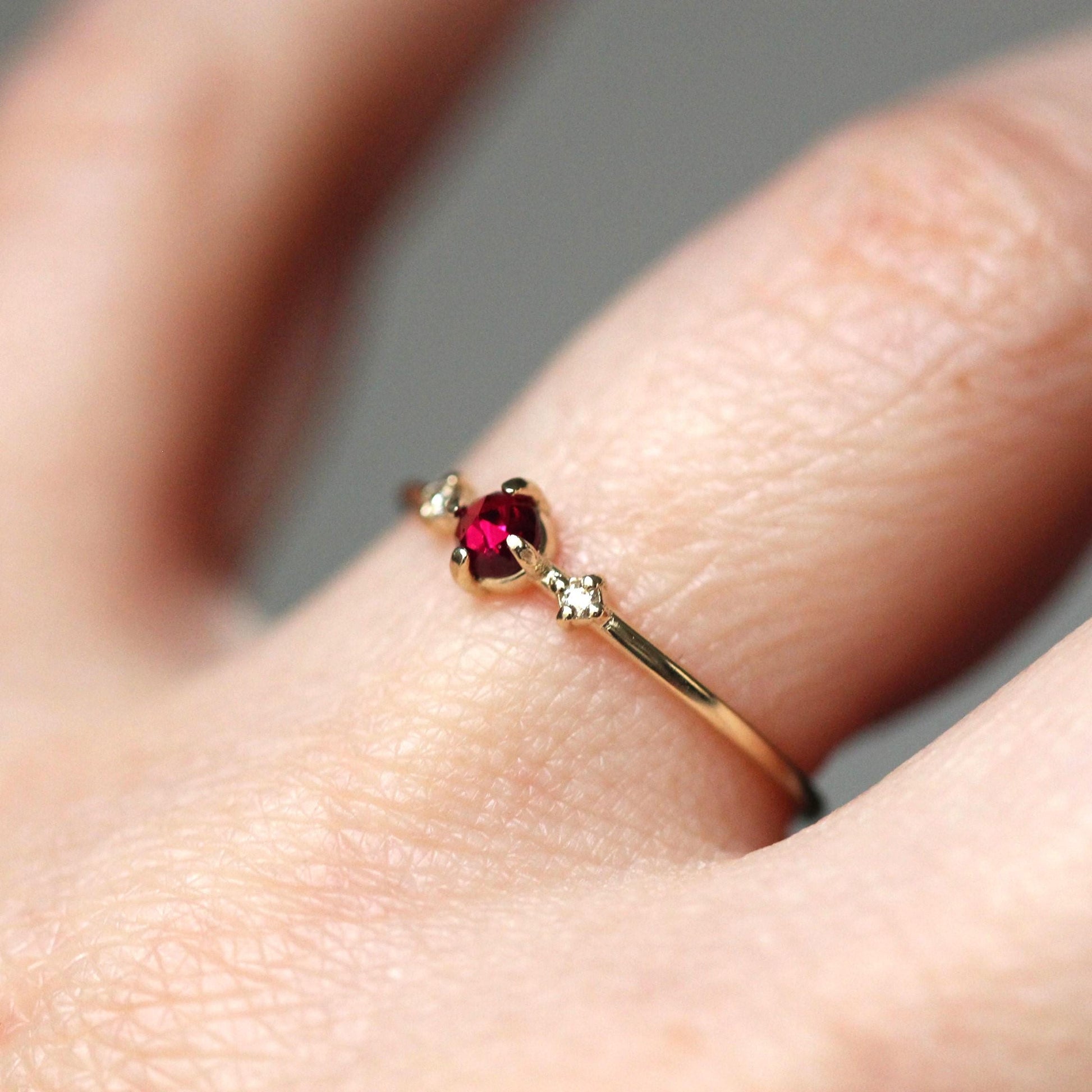 Rose-Cut Ruby Diamond Trio Ring