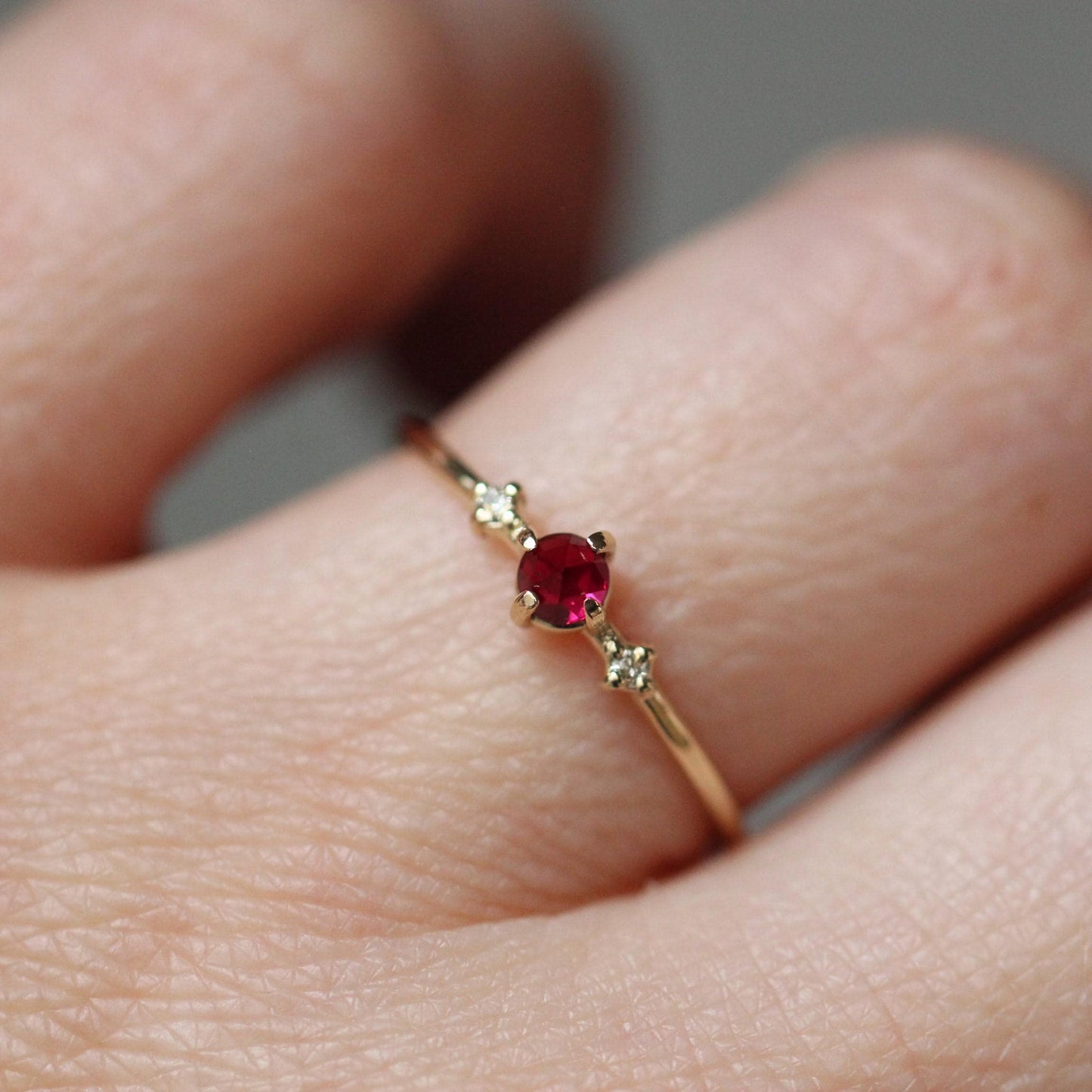 Rose-Cut Ruby Diamond Trio Ring