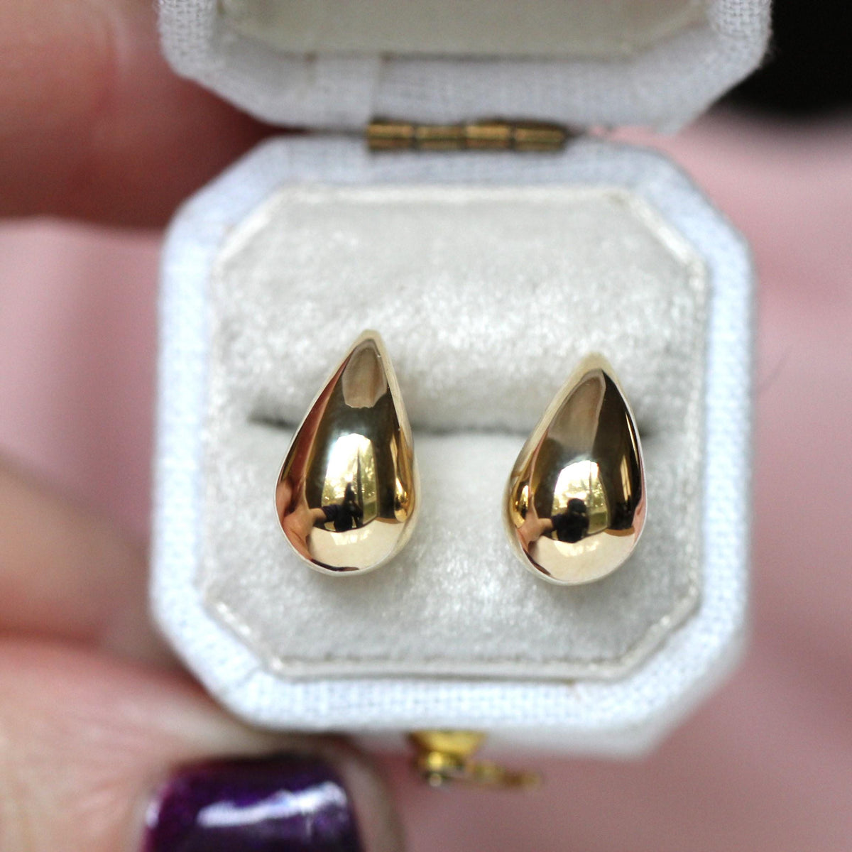 14K Gold, Tear Drop Studs, Post earrings, Solid Gold Studs, Large Drop Earrings, Pear shape Studs, Geometric Earrings, Real Gold Earrings