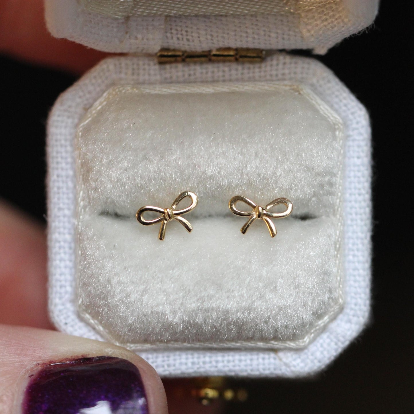 14K Tiny Bow Studs, Post Earrings, Ribbon Earrings, Yellow Gold, Solid Gold Studs, Push Back Earrings, Tie Earrings, Gold Earrings