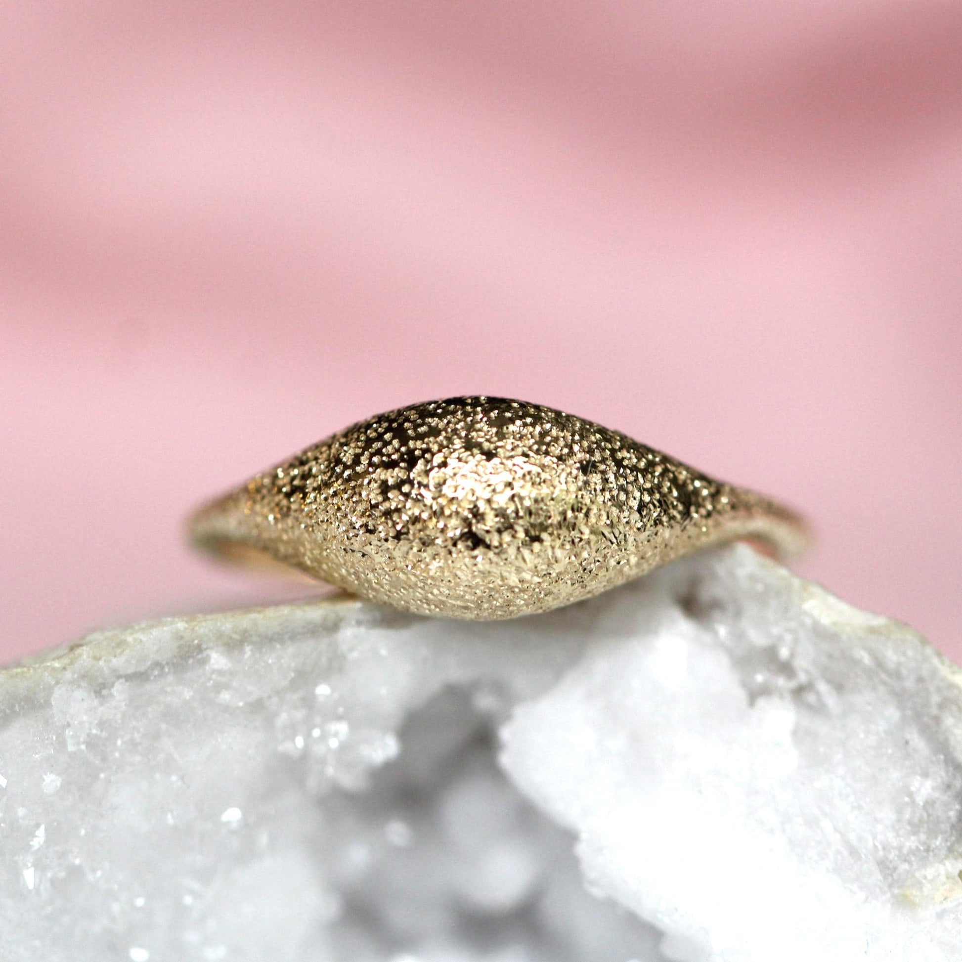 14K Gold Glitter Dome Ring, Bobble Ring, Bubble Ring, Real Gold Ring, Solid Gold Ring, 10K, Mirror Finish, High Polish, Minimal Jewelry
