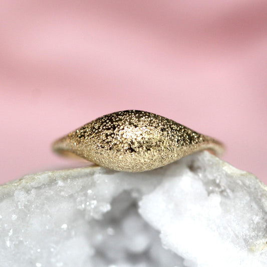 14K Gold Glitter Dome Ring, Bobble Ring, Bubble Ring, Real Gold Ring, Solid Gold Ring, 10K, Mirror Finish, High Polish, Minimal Jewelry
