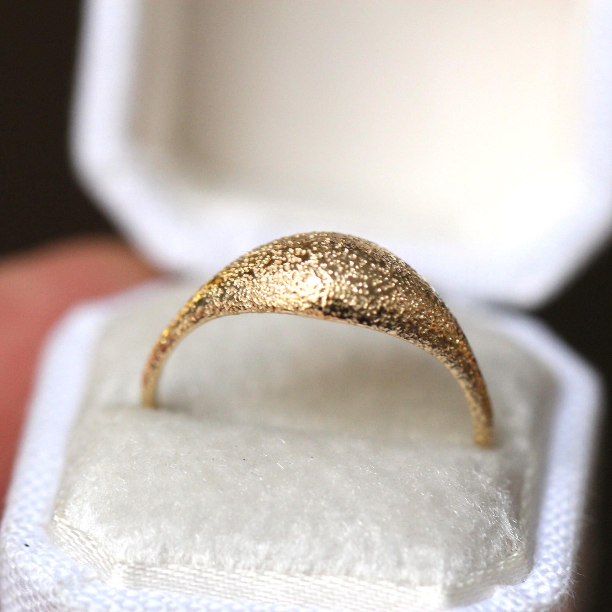 14K Gold Glitter Dome Ring, Bobble Ring, Bubble Ring, Real Gold Ring, Solid Gold Ring, 10K, Mirror Finish, High Polish, Minimal Jewelry