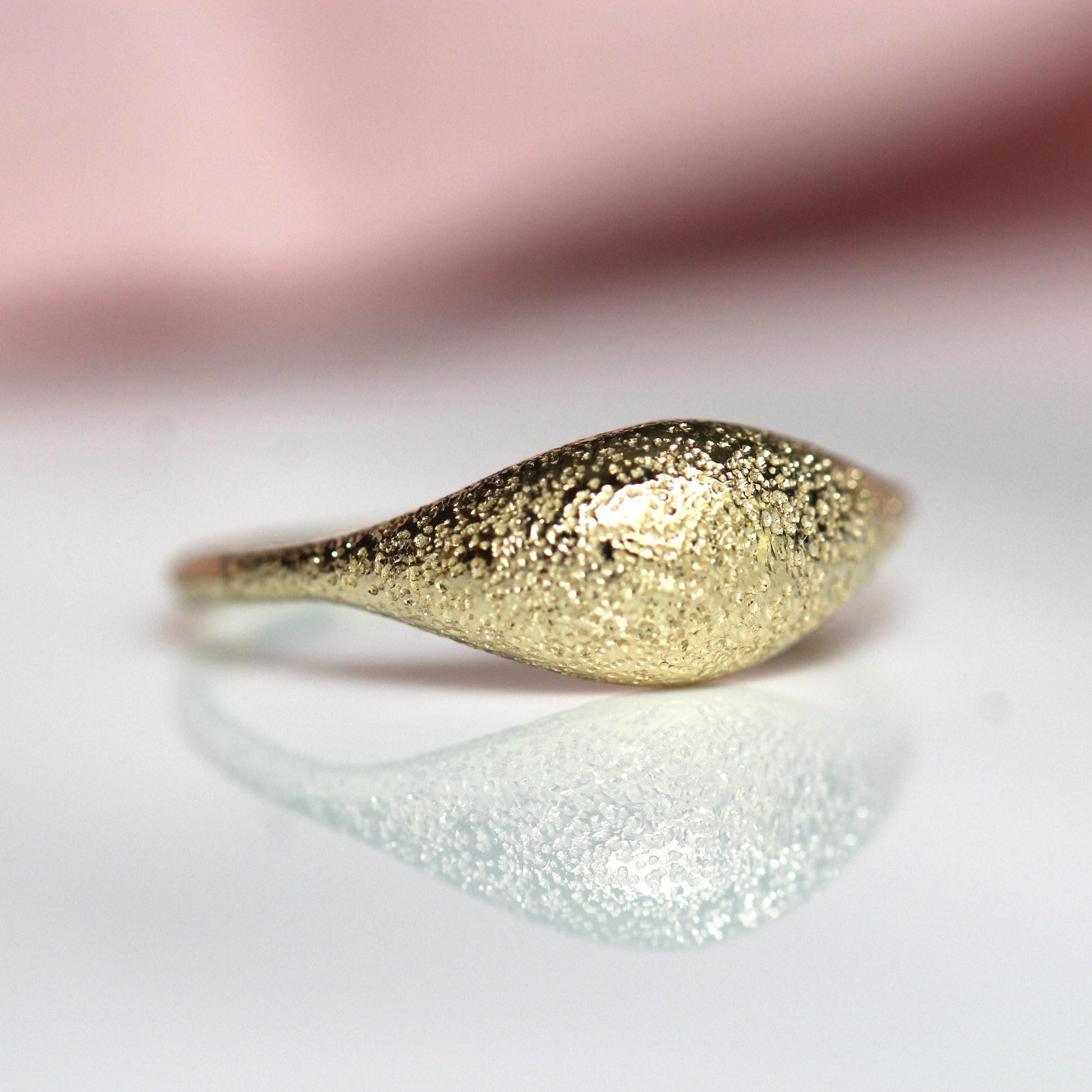 14K Gold Glitter Dome Ring, Bobble Ring, Bubble Ring, Real Gold Ring, Solid Gold Ring, 10K, Mirror Finish, High Polish, Minimal Jewelry