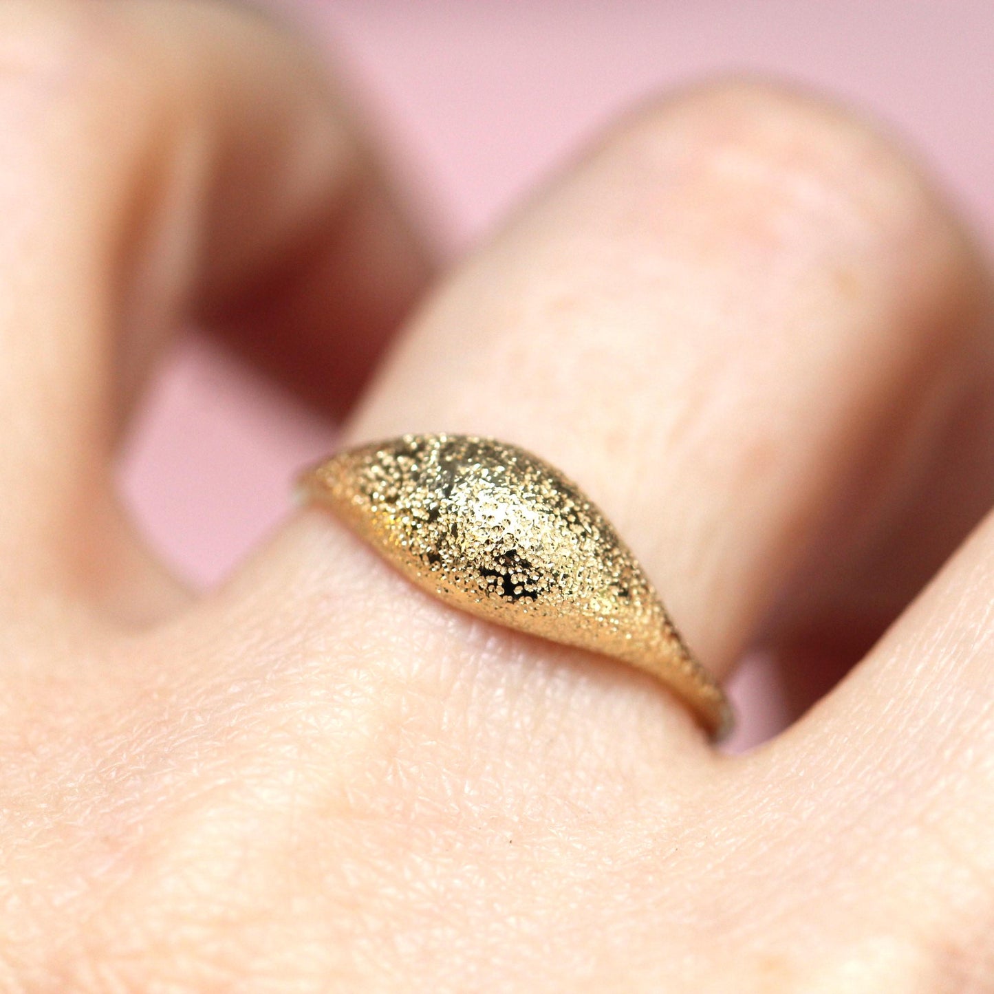 14K Gold Glitter Dome Ring, Bobble Ring, Bubble Ring, Real Gold Ring, Solid Gold Ring, 10K, Mirror Finish, High Polish, Minimal Jewelry
