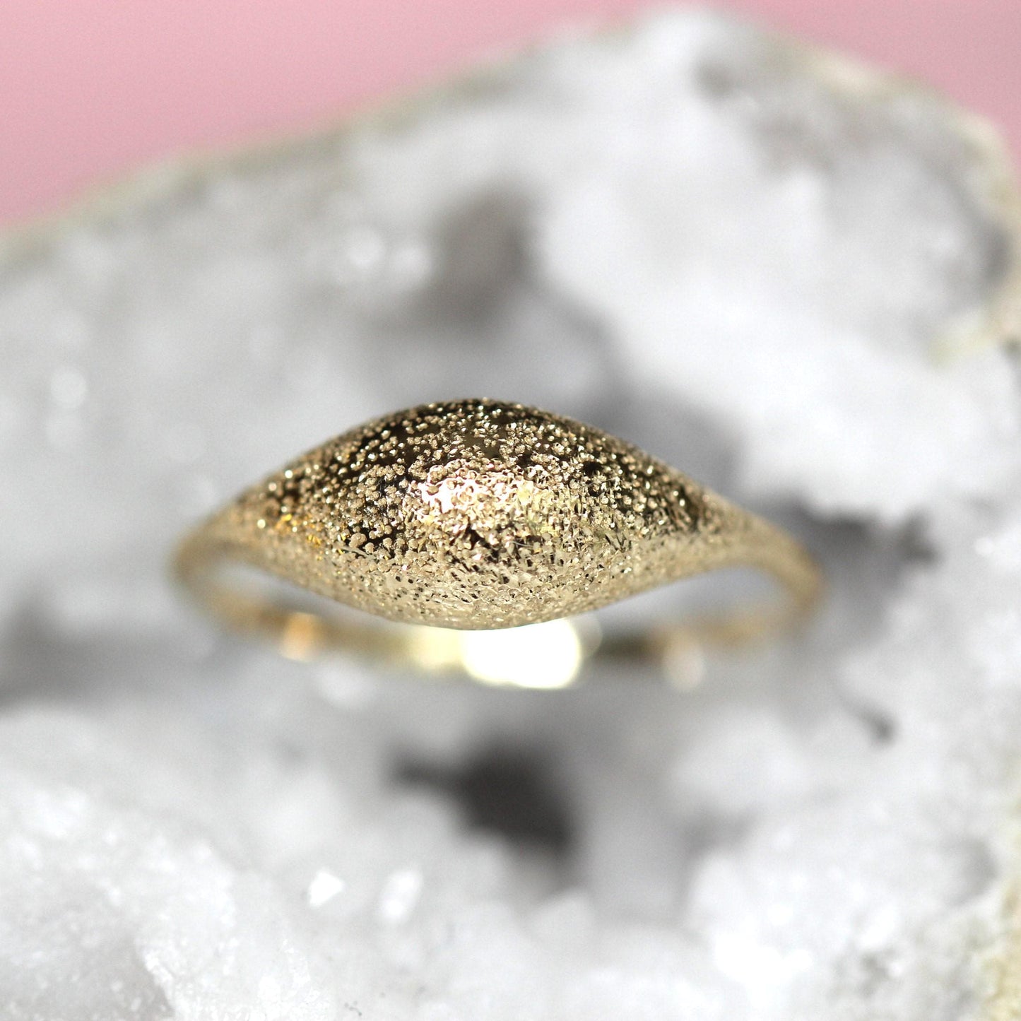 14K Gold Glitter Dome Ring, Bobble Ring, Bubble Ring, Real Gold Ring, Solid Gold Ring, 10K, Mirror Finish, High Polish, Minimal Jewelry