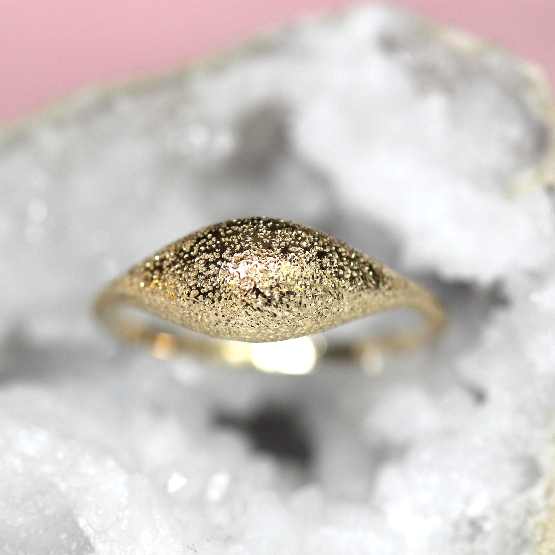 14K Gold Glitter Dome Ring, Bobble Ring, Bubble Ring, Real Gold Ring, Solid Gold Ring, 10K, Mirror Finish, High Polish, Minimal Jewelry
