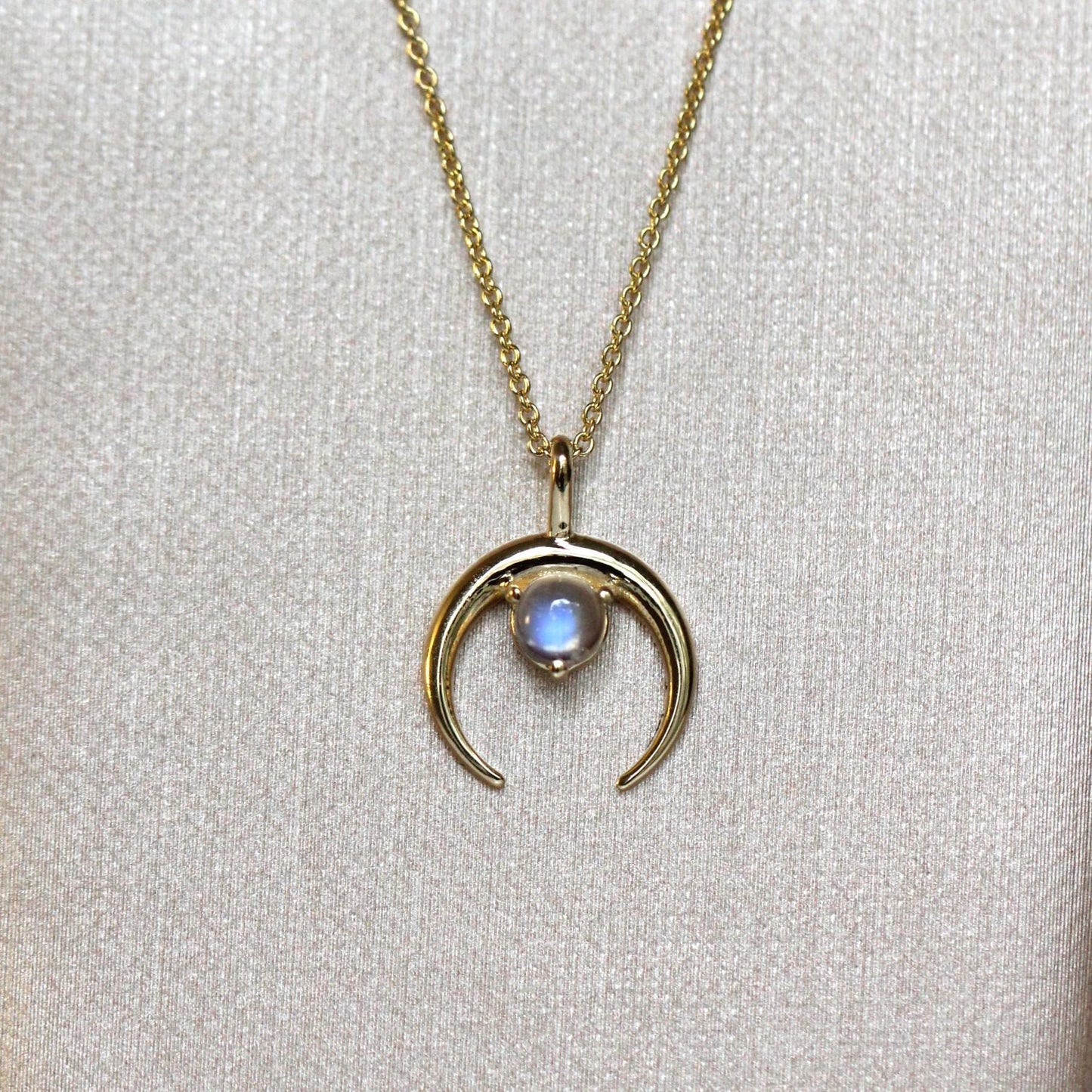 14K Gold Crescent Moon Pendant, Moon Necklace, Moonstone Necklace, 10K Gold, Solid Gold Necklace, Real Gold, Layering Necklace, Half Moon