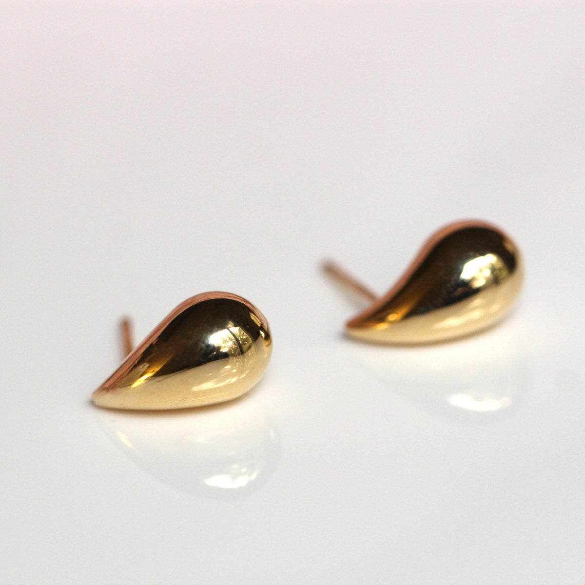14K Gold, Tear Drop Studs, Post earrings, Solid Gold Studs, Large Drop Earrings, Pear shape Studs, Geometric Earrings, Real Gold Earrings