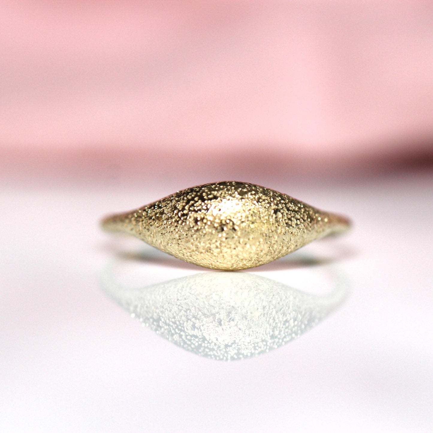 14K Gold Glitter Dome Ring, Bobble Ring, Bubble Ring, Real Gold Ring, Solid Gold Ring, 10K, Mirror Finish, High Polish, Minimal Jewelry