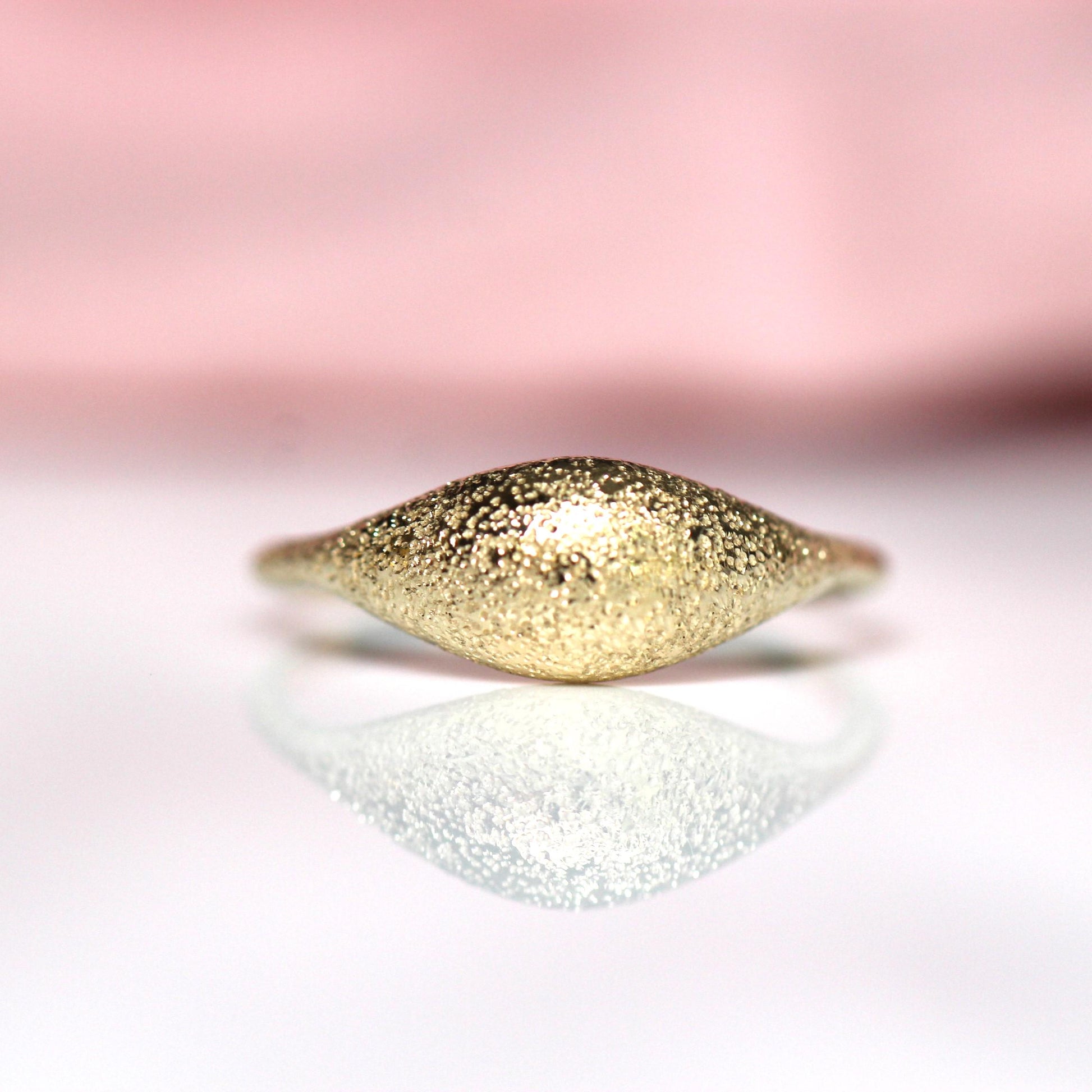 14K Gold Glitter Dome Ring, Bobble Ring, Bubble Ring, Real Gold Ring, Solid Gold Ring, 10K, Mirror Finish, High Polish, Minimal Jewelry