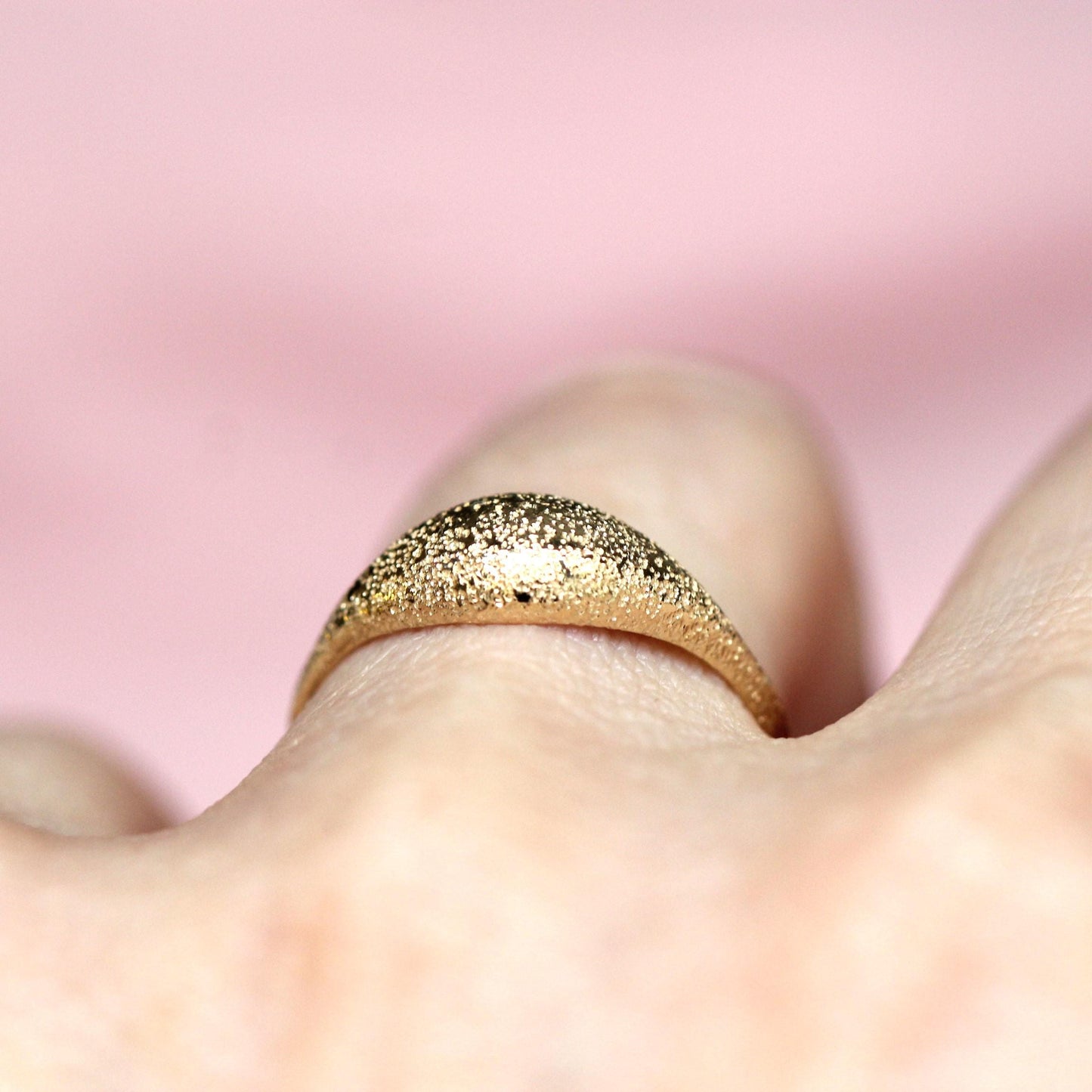 14K Gold Glitter Dome Ring, Bobble Ring, Bubble Ring, Real Gold Ring, Solid Gold Ring, 10K, Mirror Finish, High Polish, Minimal Jewelry