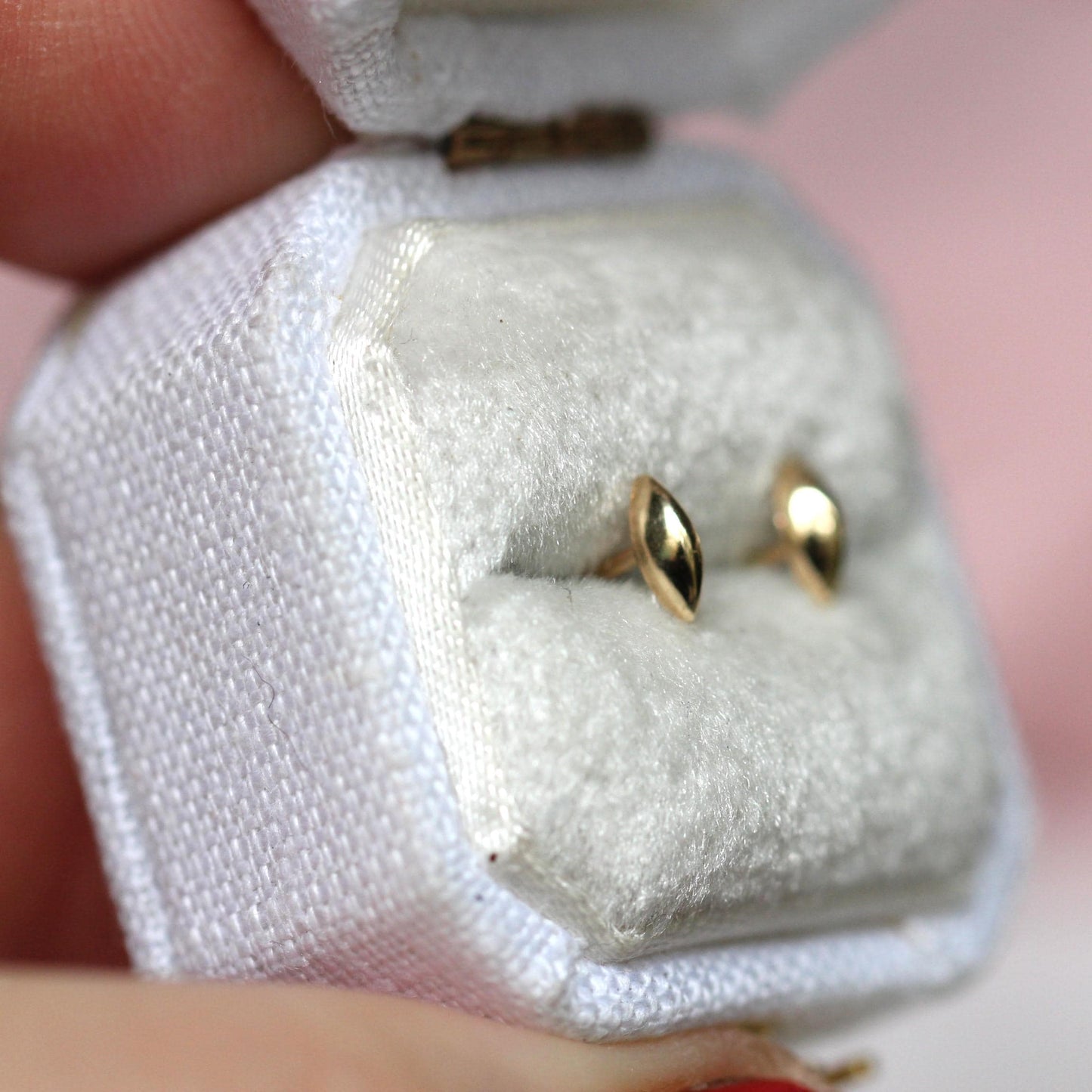 14K Gold Marquise Shape Stud, Puffy Shape Stud, Geometric Stud, Eye Shape Earring, Solid Gold Stud, Real Gold, Second Hole Stud, Line stud