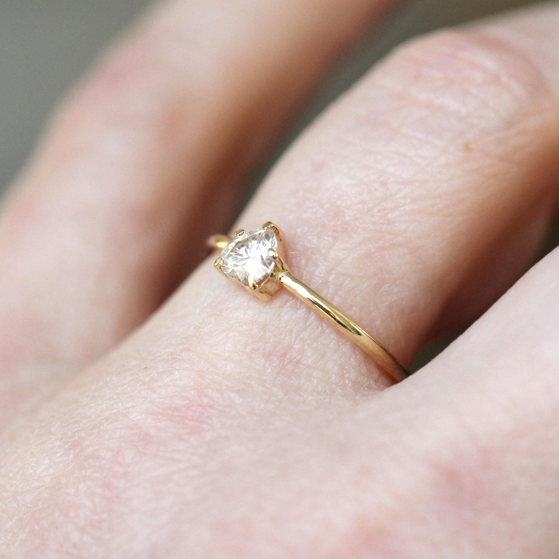 14K Diamond Heart Solitaire Ring, Heart Shape Ring, Diamond ring, Minimal Jewelry, Solid Gold Ring, April Birthstone, Prong Heart Ring, 10K