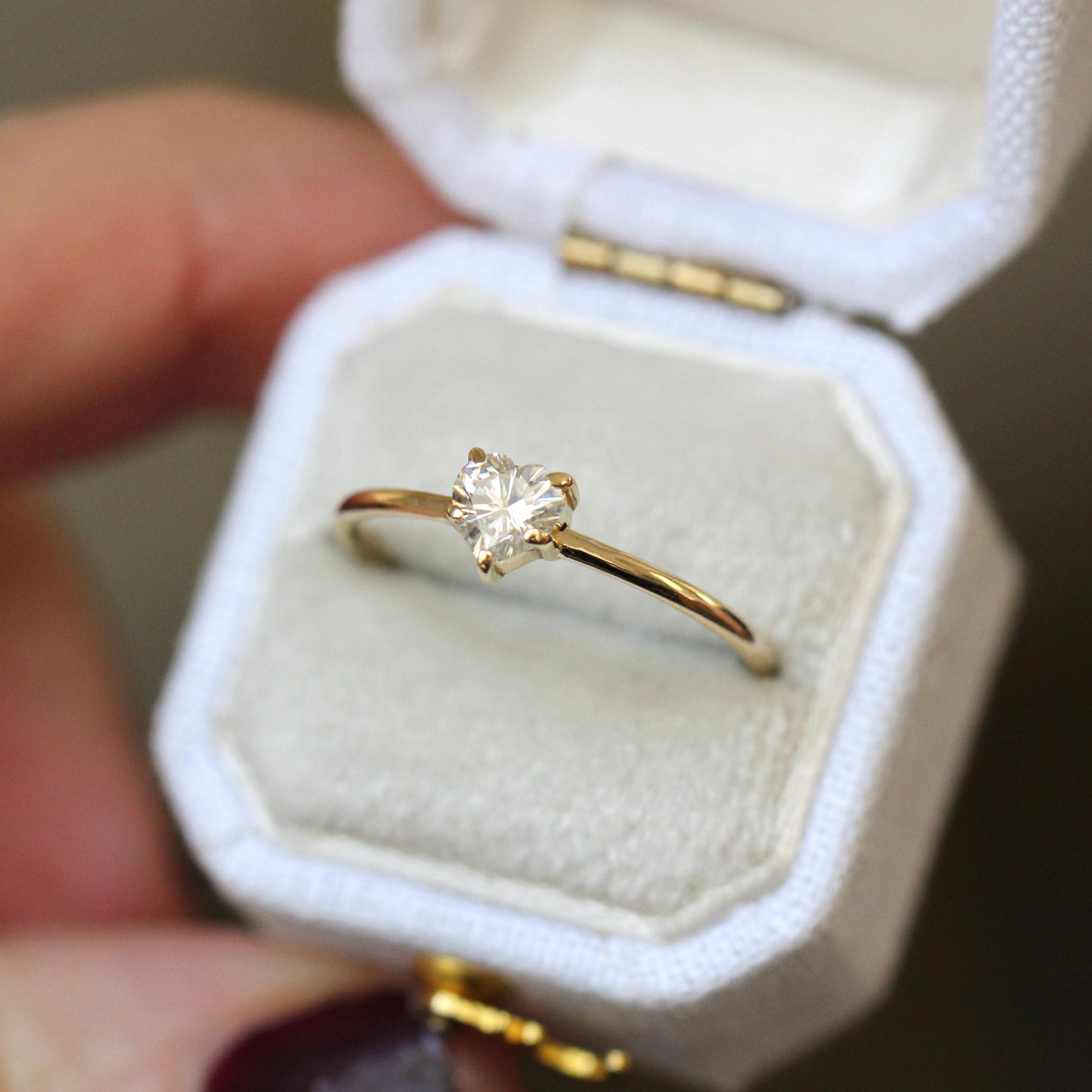 14K Diamond Heart Solitaire Ring, Heart Shape Ring, Diamond ring, Minimal Jewelry, Solid Gold Ring, April Birthstone, Prong Heart Ring, 10K