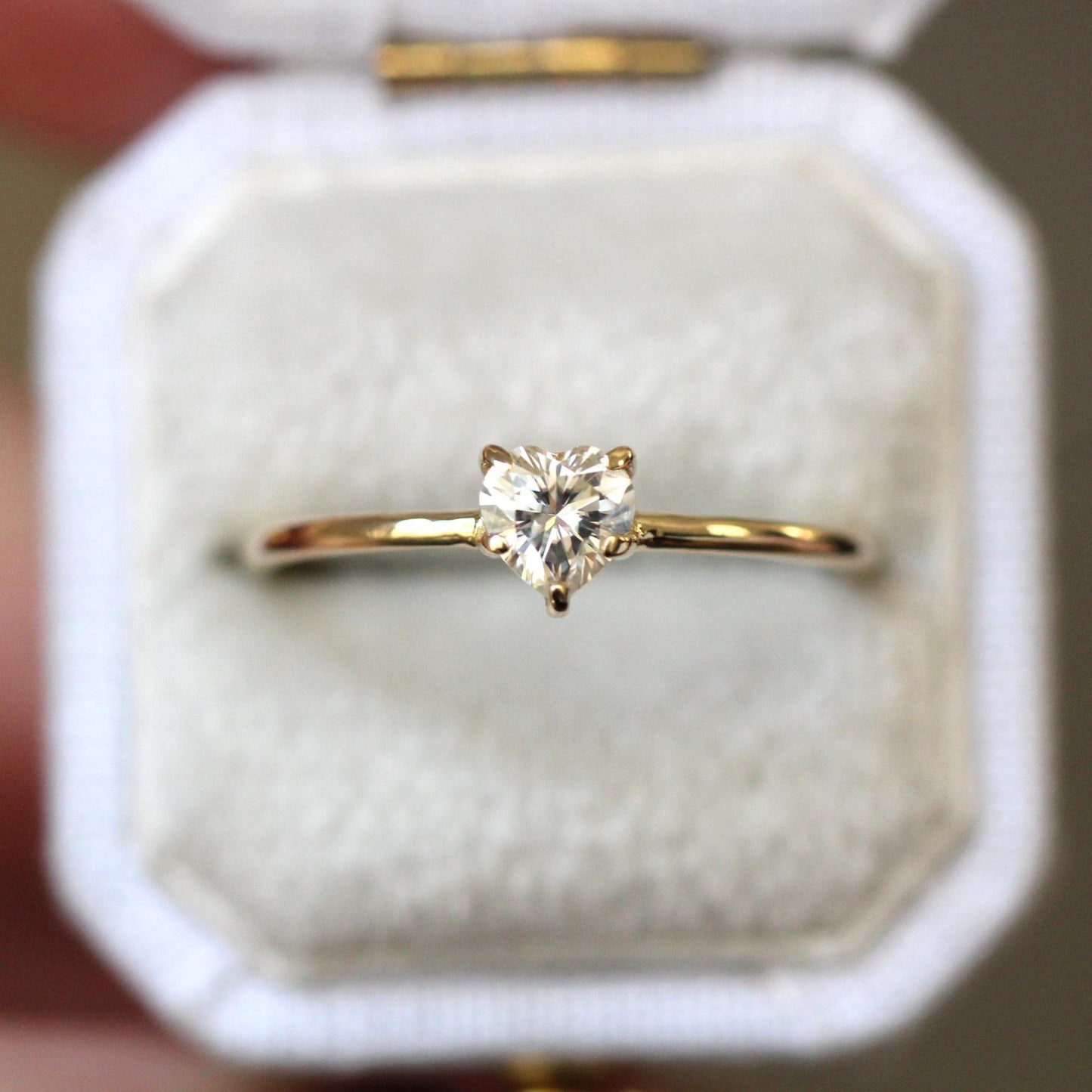 14K Diamond Heart Solitaire Ring, Heart Shape Ring, Diamond ring, Minimal Jewelry, Solid Gold Ring, April Birthstone, Prong Heart Ring, 10K