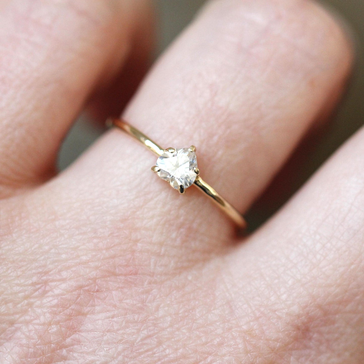 14K Diamond Heart Solitaire Ring, Heart Shape Ring, Diamond ring, Minimal Jewelry, Solid Gold Ring, April Birthstone, Prong Heart Ring, 10K