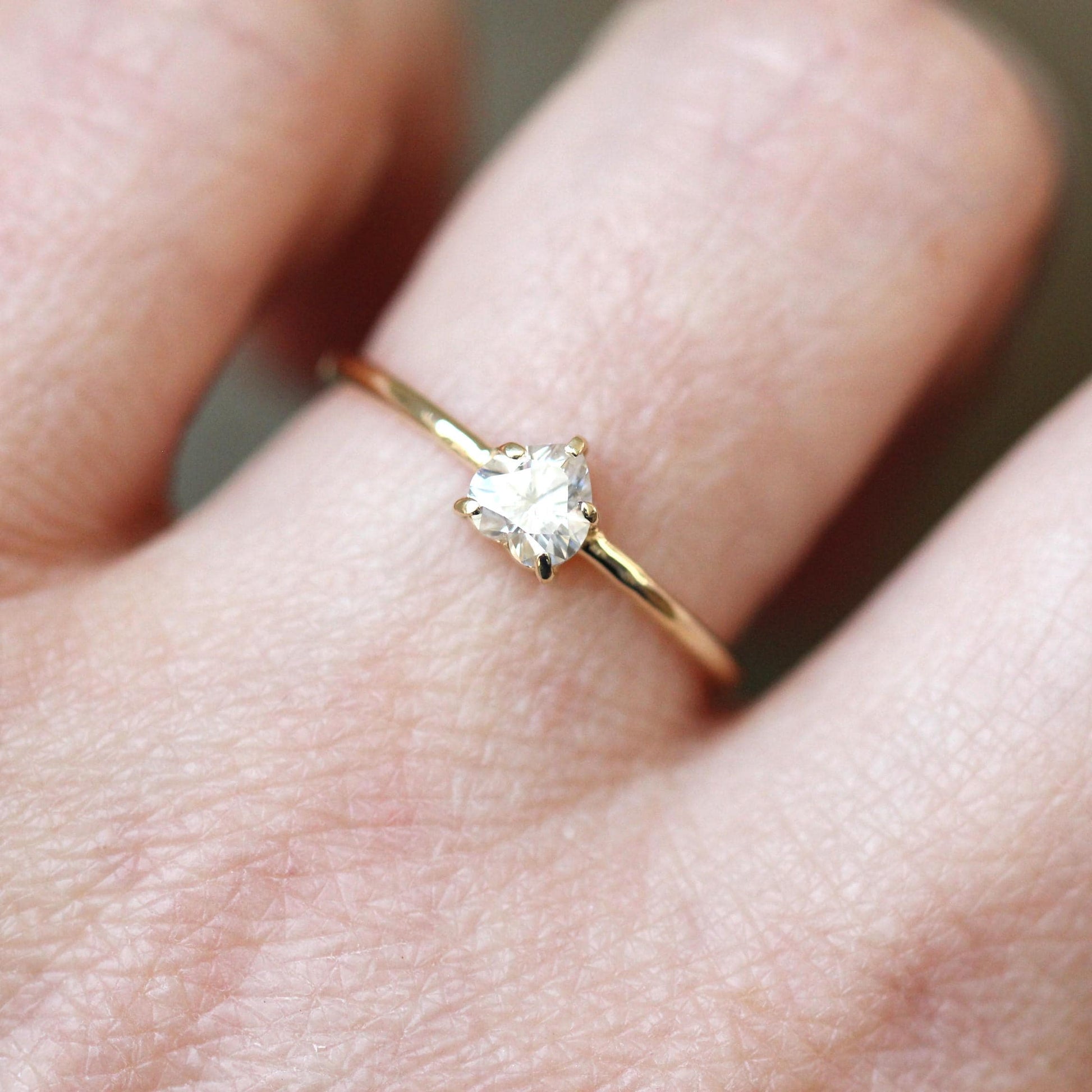 14K Diamond Heart Solitaire Ring, Heart Shape Ring, Diamond ring, Minimal Jewelry, Solid Gold Ring, April Birthstone, Prong Heart Ring, 10K