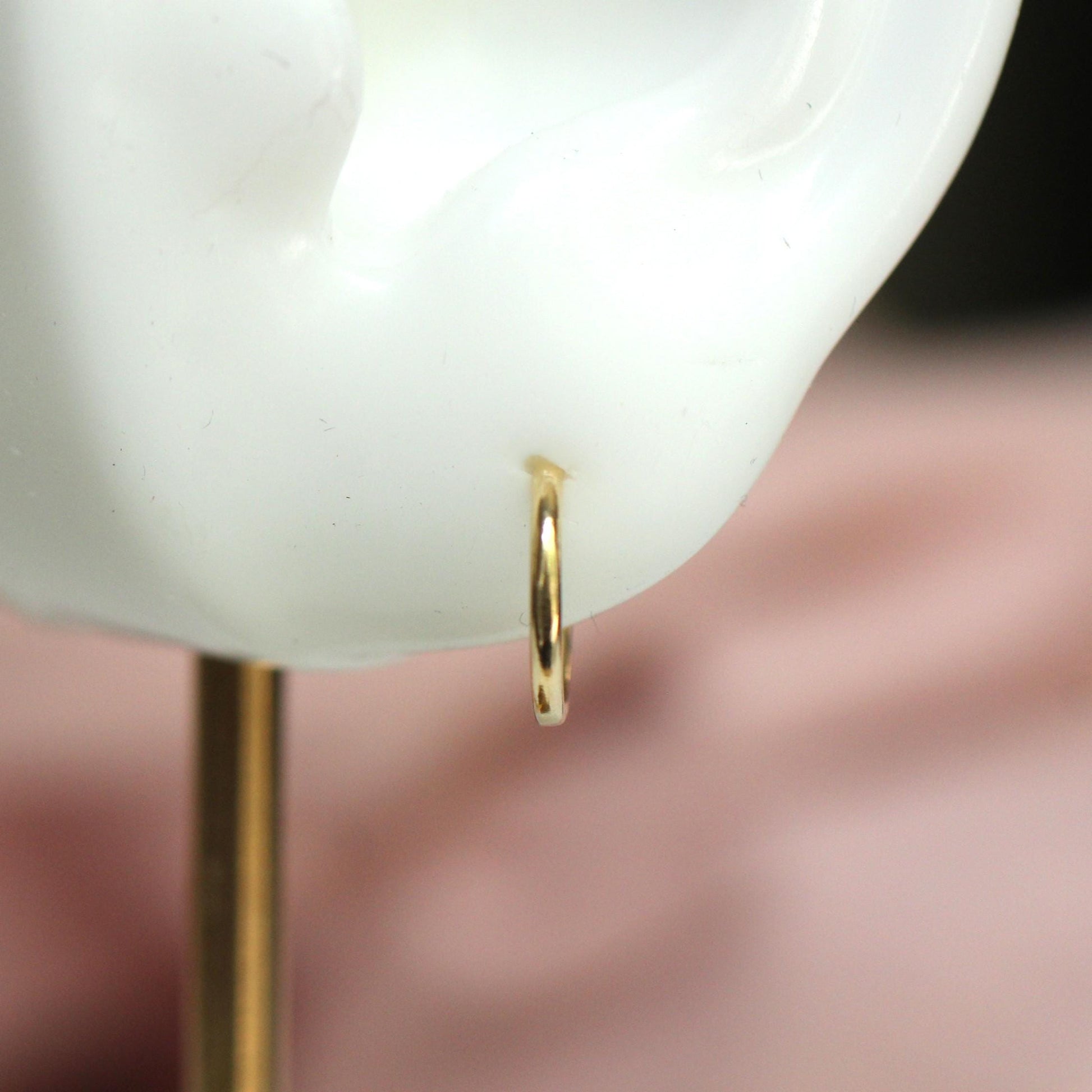 14K Charm Stopper Hoops, Plain Hoops, 12mm Hoops, Everyday Wear, Solid Gold Hoops, Post Hoops, Real Gold Hoops, Dangle Hoops, 10K