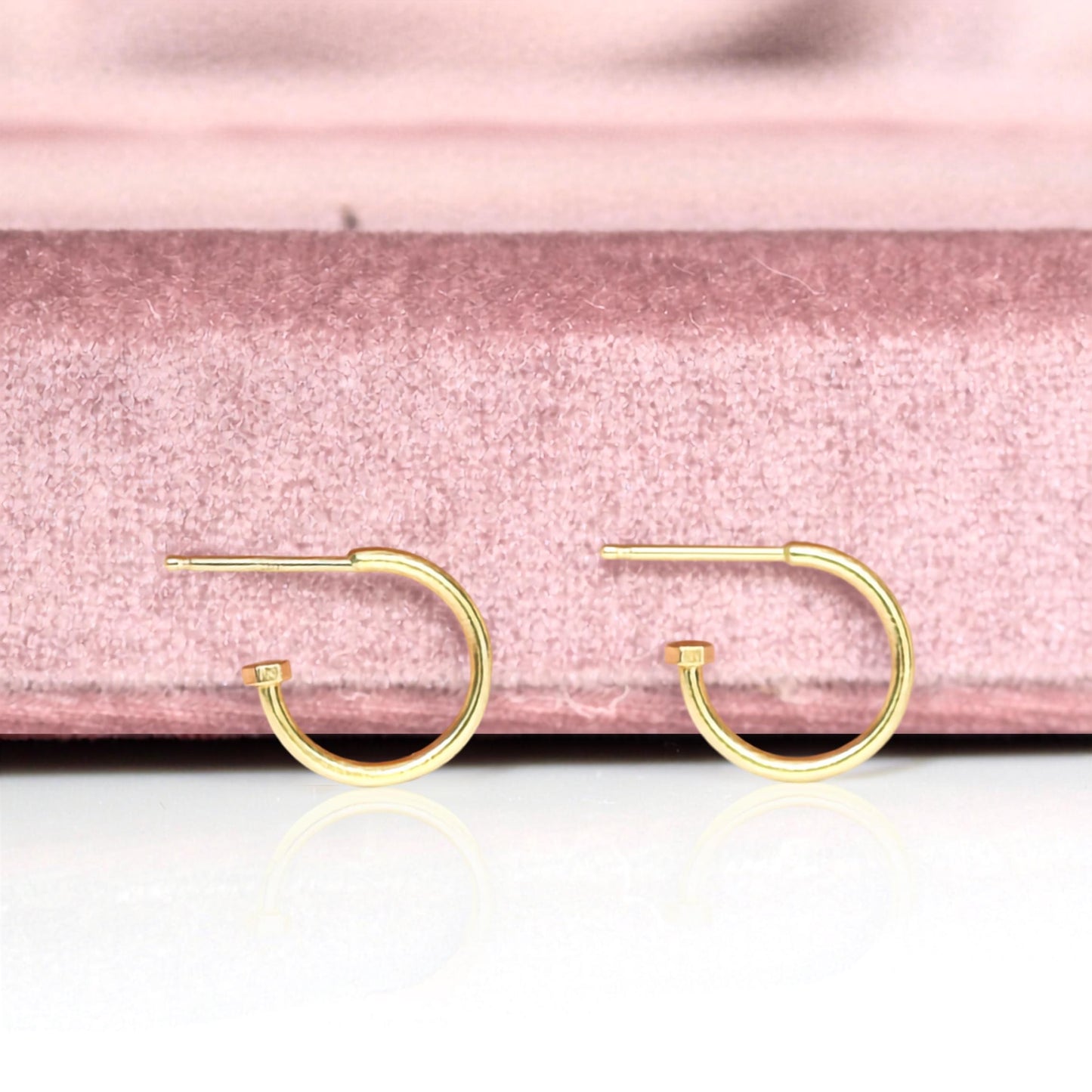 14K Charm Stopper Hoops, Plain Hoops, 12mm Hoops, Everyday Wear, Solid Gold Hoops, Post Hoops, Real Gold Hoops, Dangle Hoops, 10K