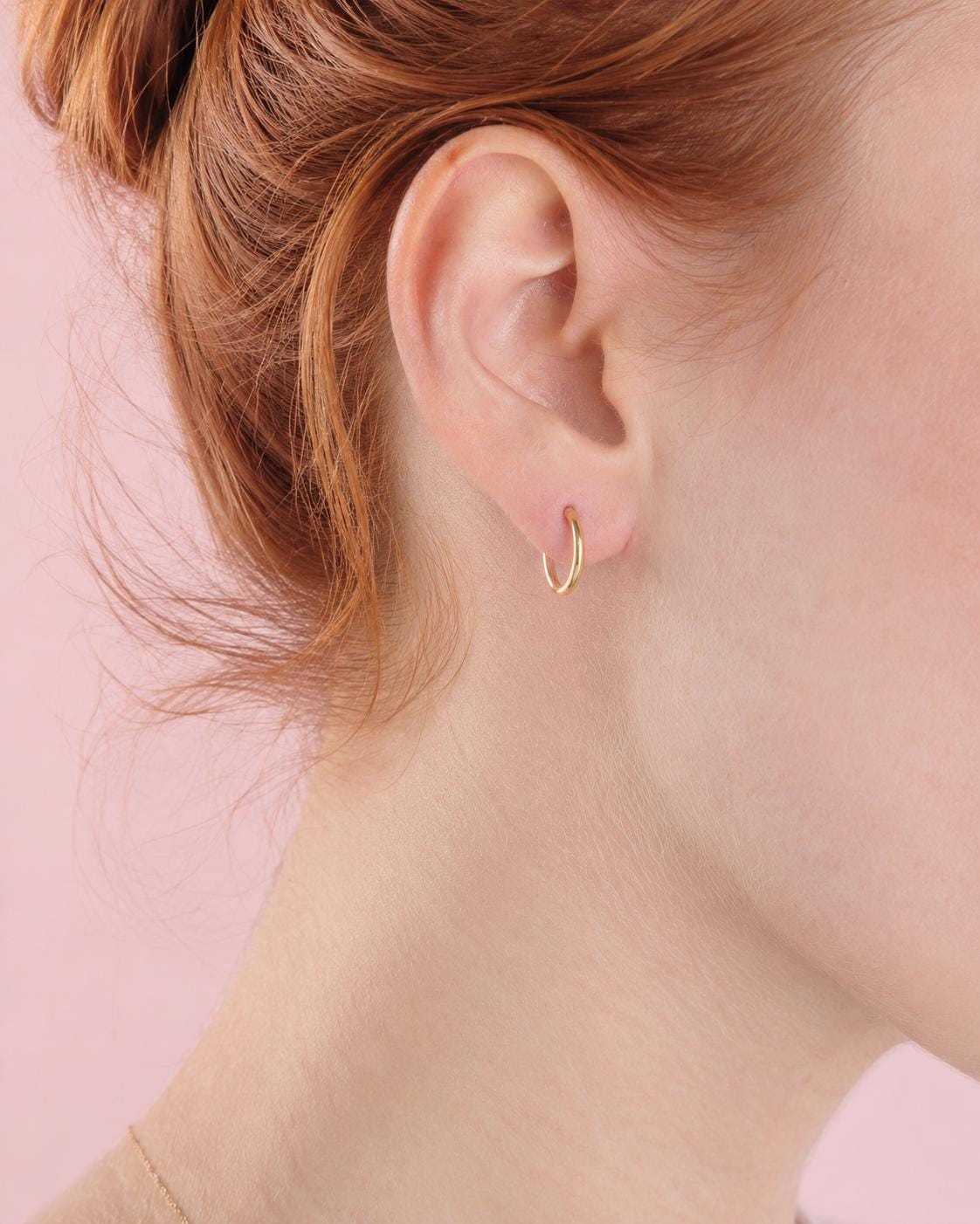 14K Charm Stopper Hoops, Plain Hoops, 12mm Hoops, Everyday Wear, Solid Gold Hoops, Post Hoops, Real Gold Hoops, Dangle Hoops, 10K