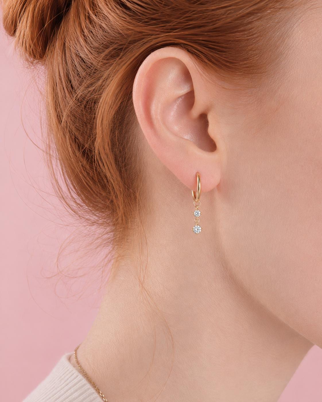 14K Charm Stopper Hoops, Plain Hoops, 12mm Hoops, Everyday Wear, Solid Gold Hoops, Post Hoops, Real Gold Hoops, Dangle Hoops, 10K