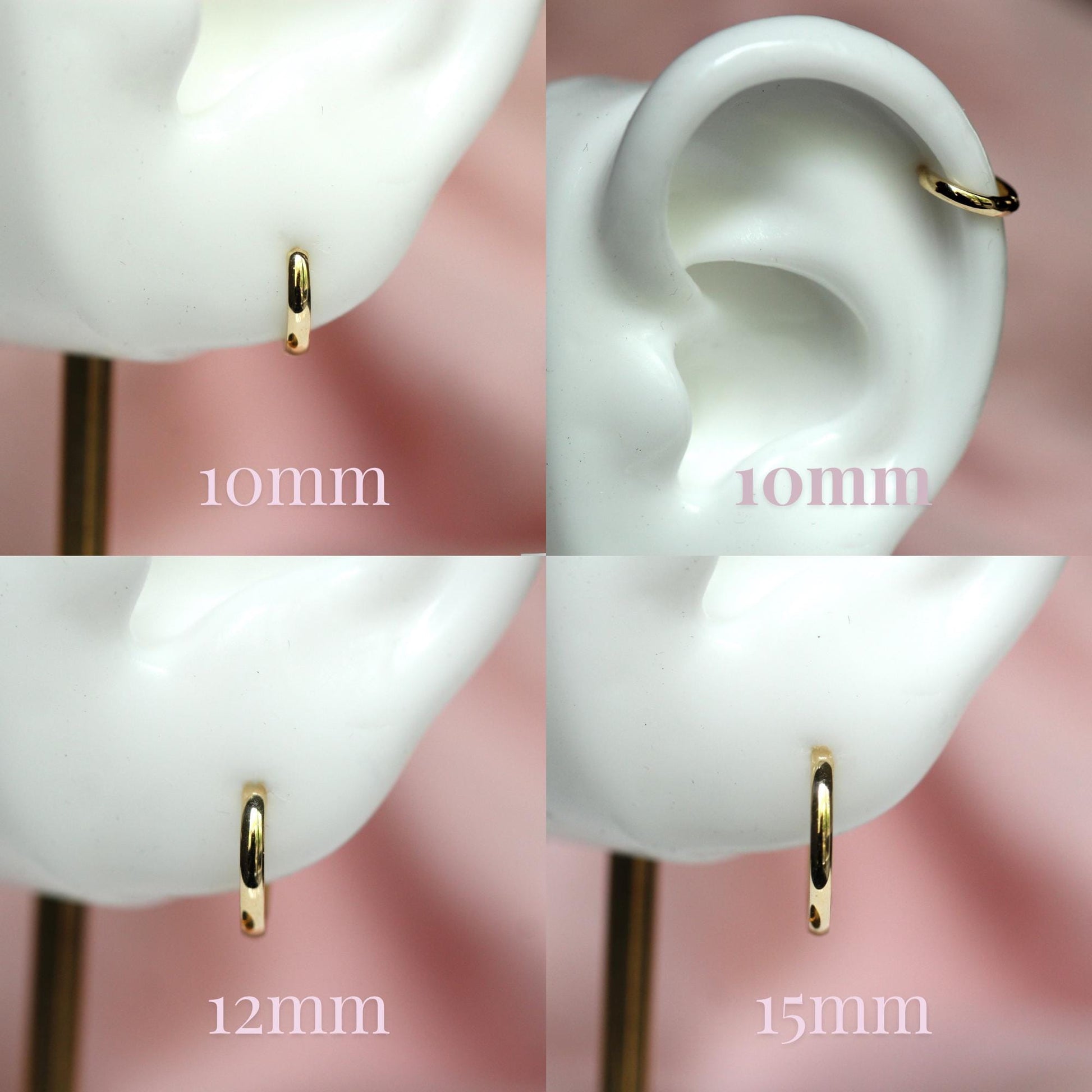 14K Huggie Hoop, Plain Hoop Earrings, Solid Gold Hoop, Clicker Hoops, Sleeper Hoops, Cartilage Hoop, Minimalist hoop, Layering Hoop