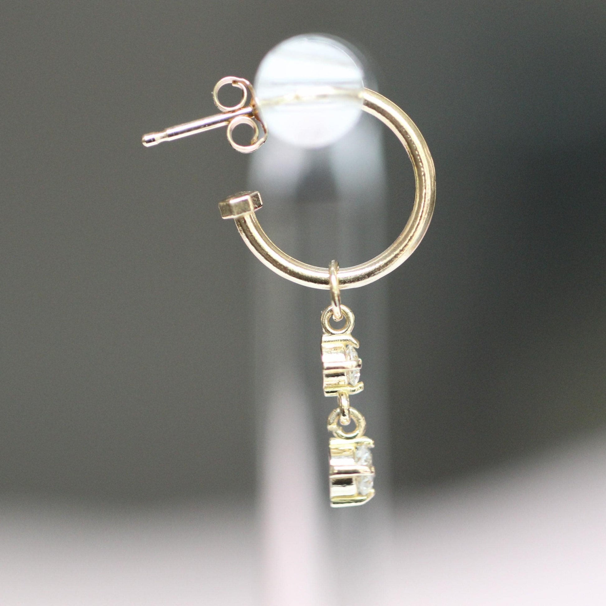 14K Charm Stopper Hoops, Plain Hoops, 12mm Hoops, Everyday Wear, Solid Gold Hoops, Post Hoops, Real Gold Hoops, Dangle Hoops, 10K