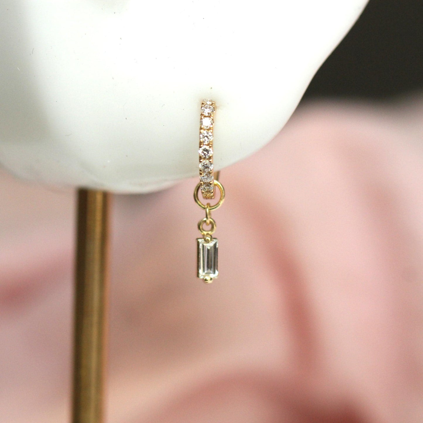 14K Diamond Huggie Hoops, Tight Diamond Hoops, Clicker Hoops, Sparkle Hoops, Real Gold, Solid Gold, Minimalist Hoops, Stacker Earrings