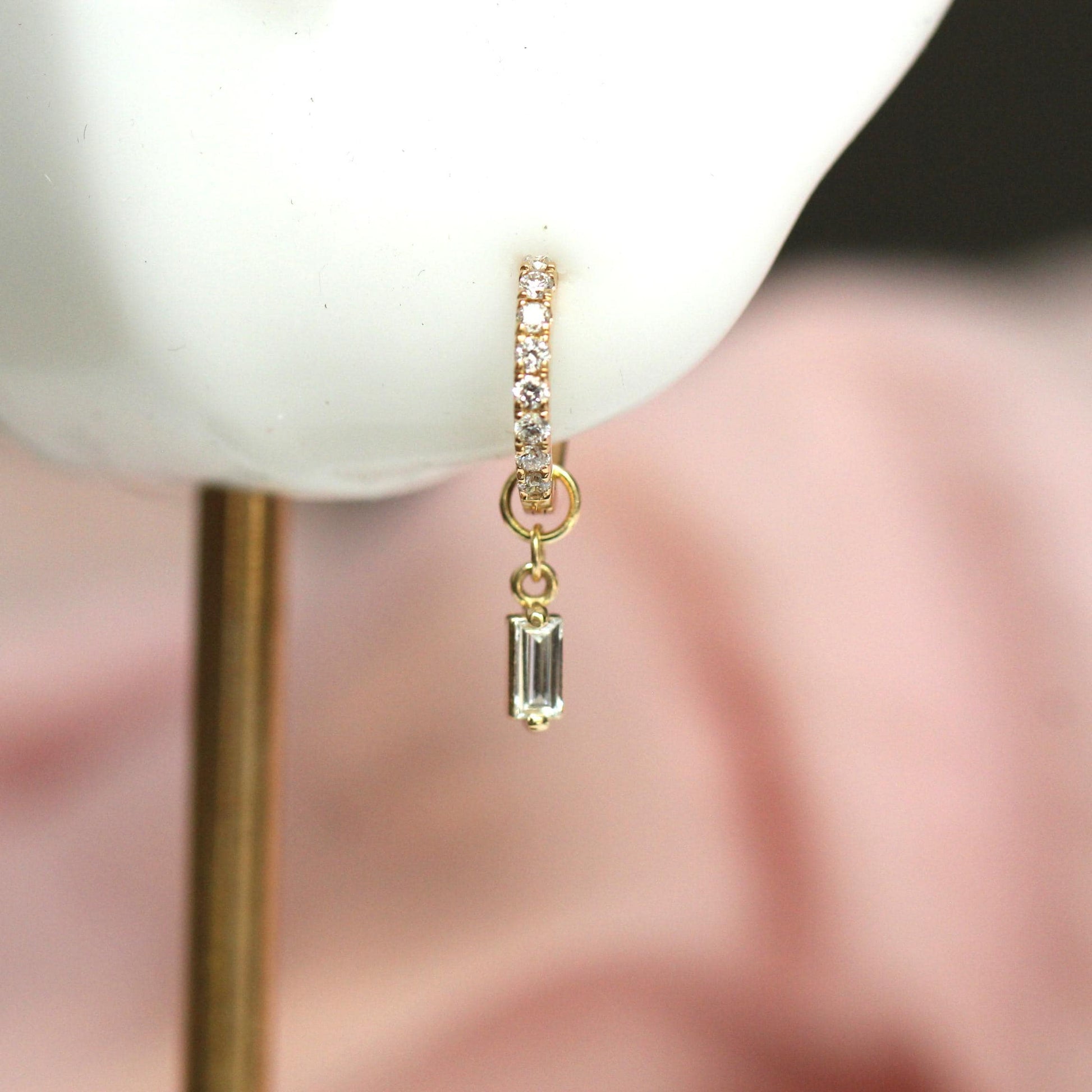 14K Diamond Huggie Hoops, Tight Diamond Hoops, Clicker Hoops, Sparkle Hoops, Real Gold, Solid Gold, Minimalist Hoops, Stacker Earrings