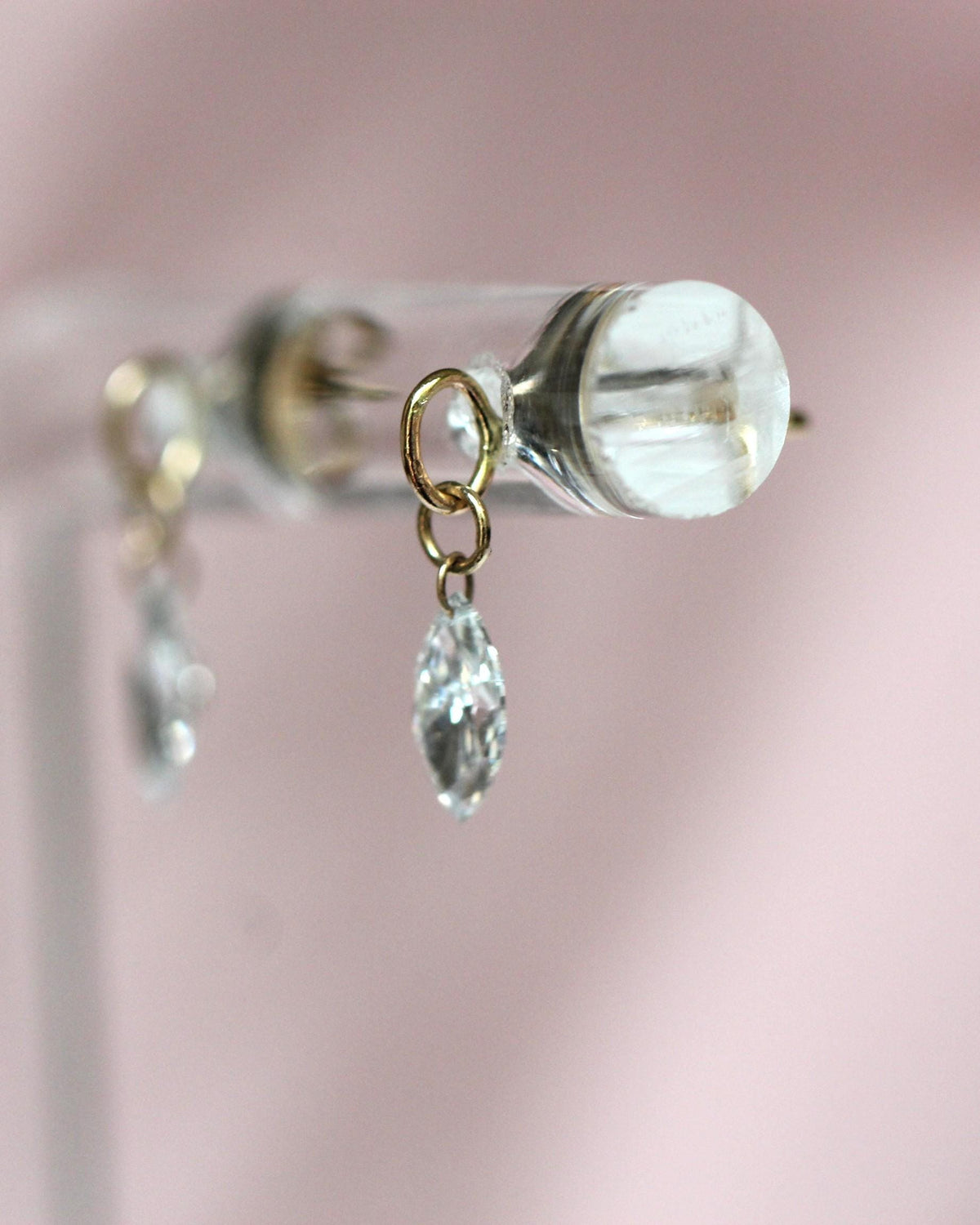14K Floating Marquise Diamond Stud, Floating Diamond Studs, Solid Gold, Minimal Jewelry, Drop Earrings, Lab Made, Real Gold