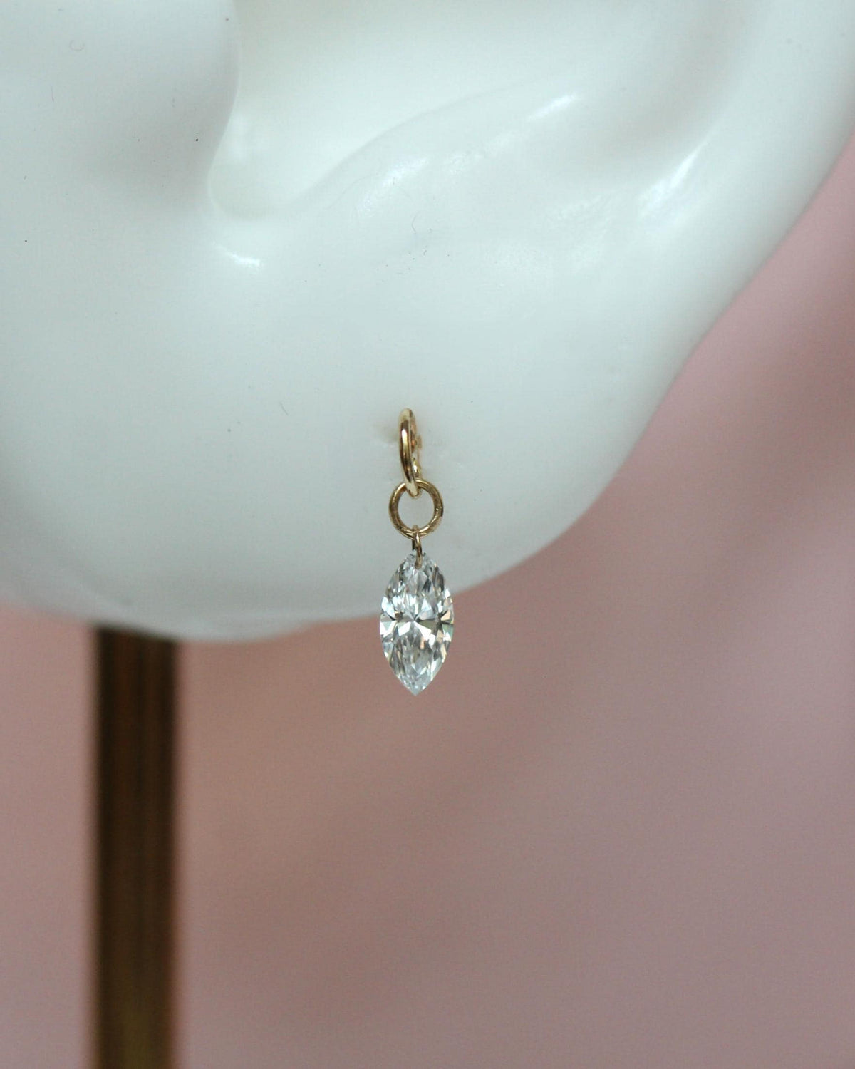 14K Floating Marquise Diamond Stud, Floating Diamond Studs, Solid Gold, Minimal Jewelry, Drop Earrings, Lab Made, Real Gold