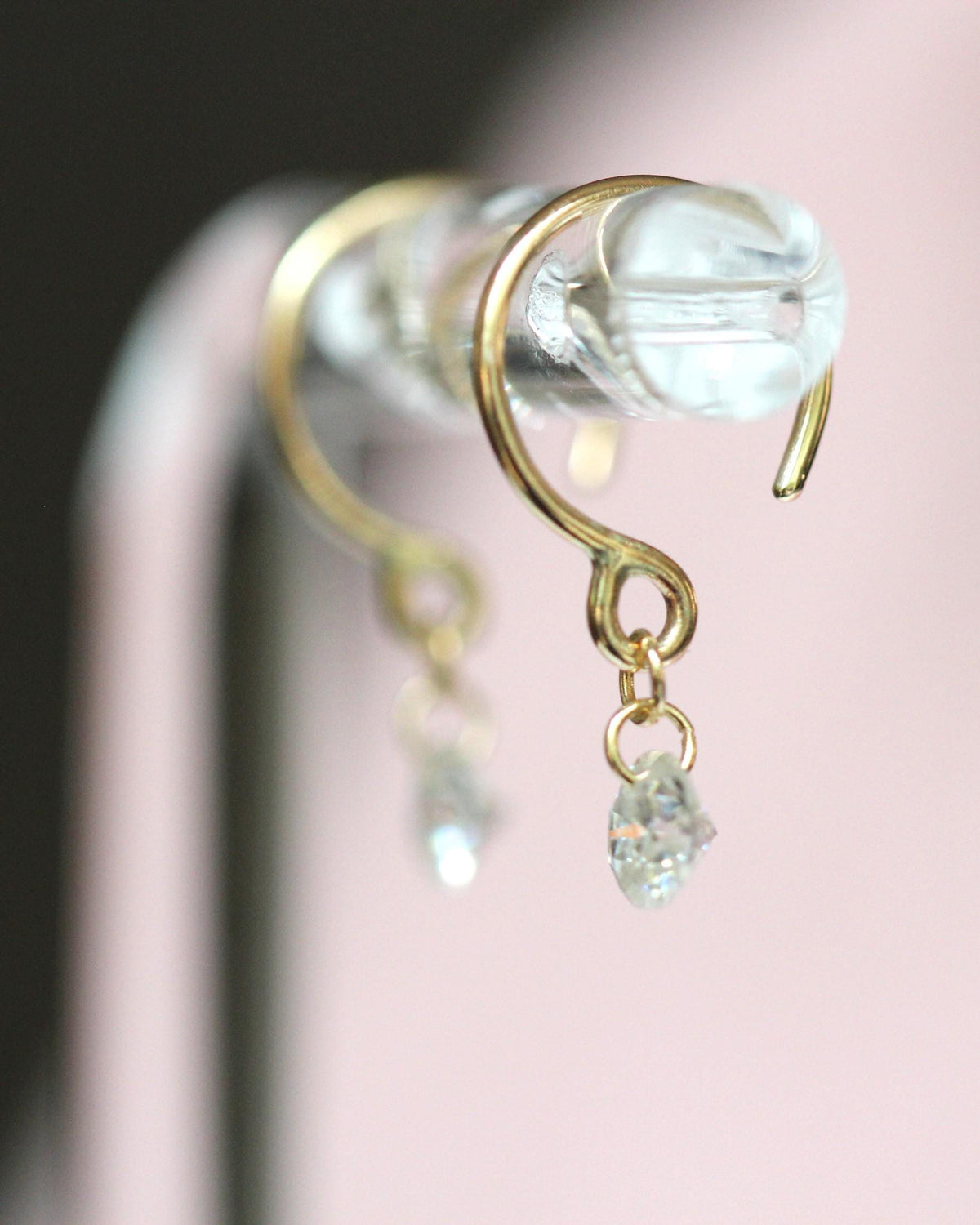 14K Gold Floating Diamond Hoop Earrings, Huggie Hoops, Round Diamond, Lab Made Diamond, Minimal Jewelry, Tight Hoops, Sparkle Diamond, 10K